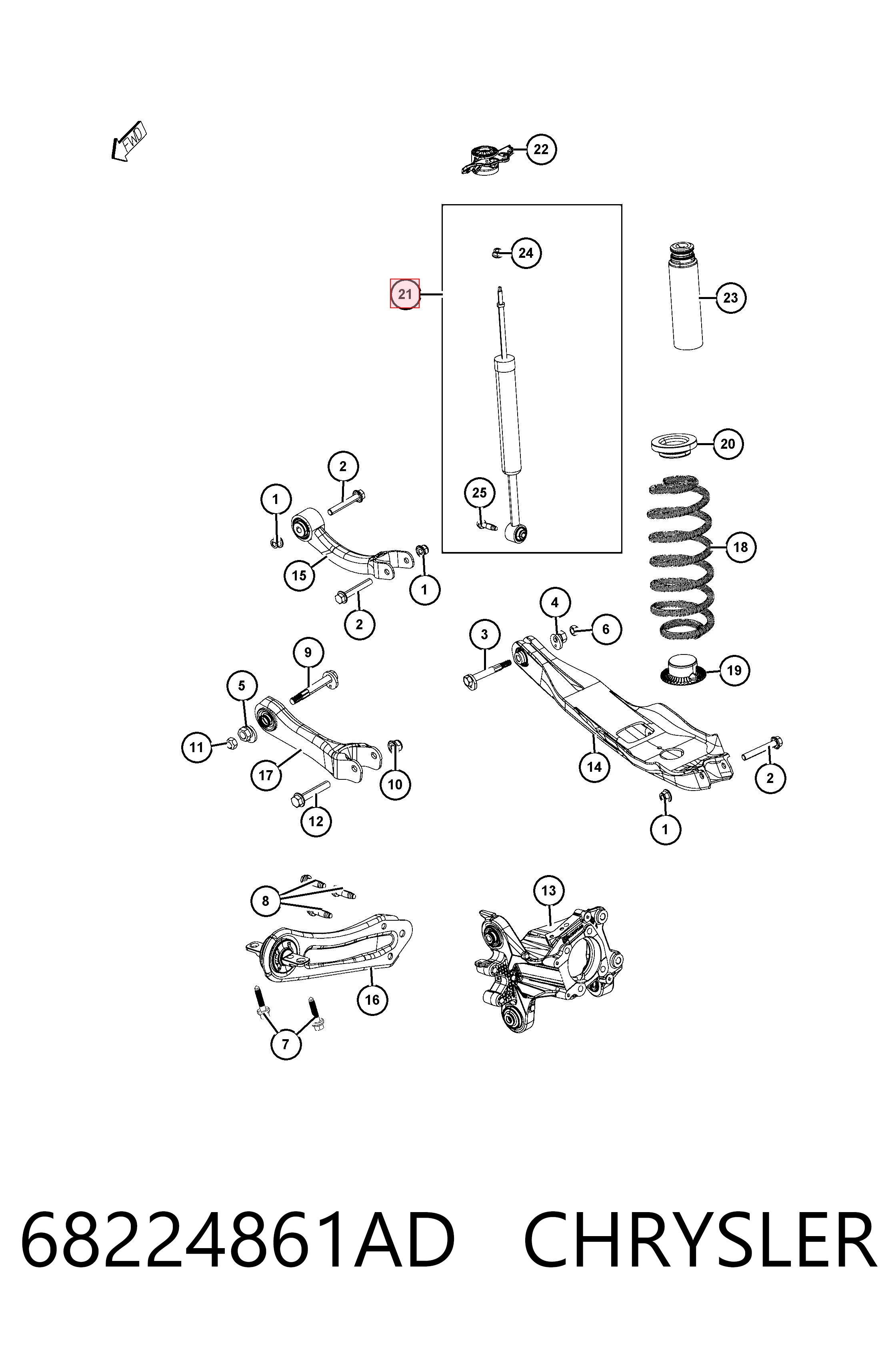 68224861AD Chrysler Amortecedor traseiro