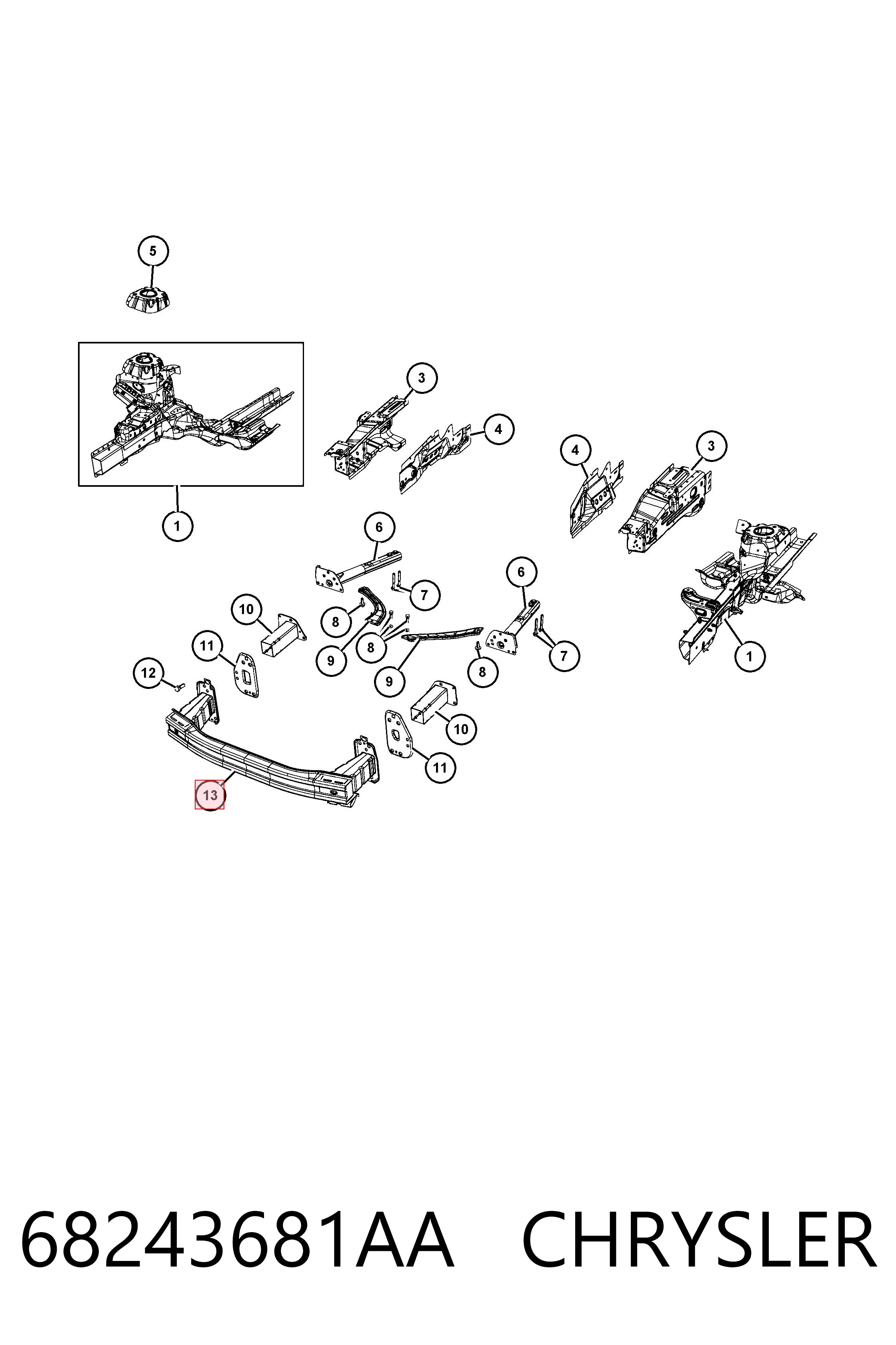 Reforçador do pára-choque dianteiro para Jeep Compass  MP