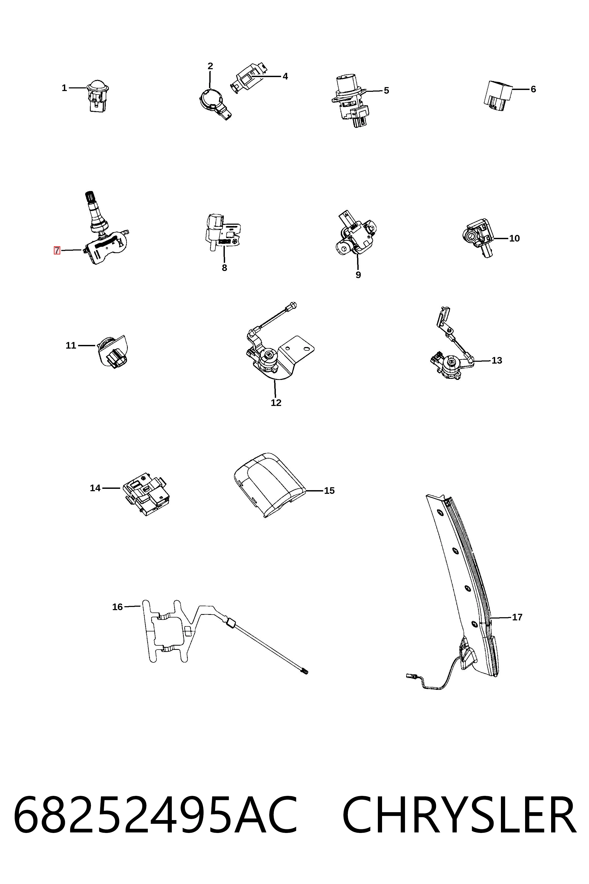 68252495AC Chrysler Sensor de pressão de ar nos pneus