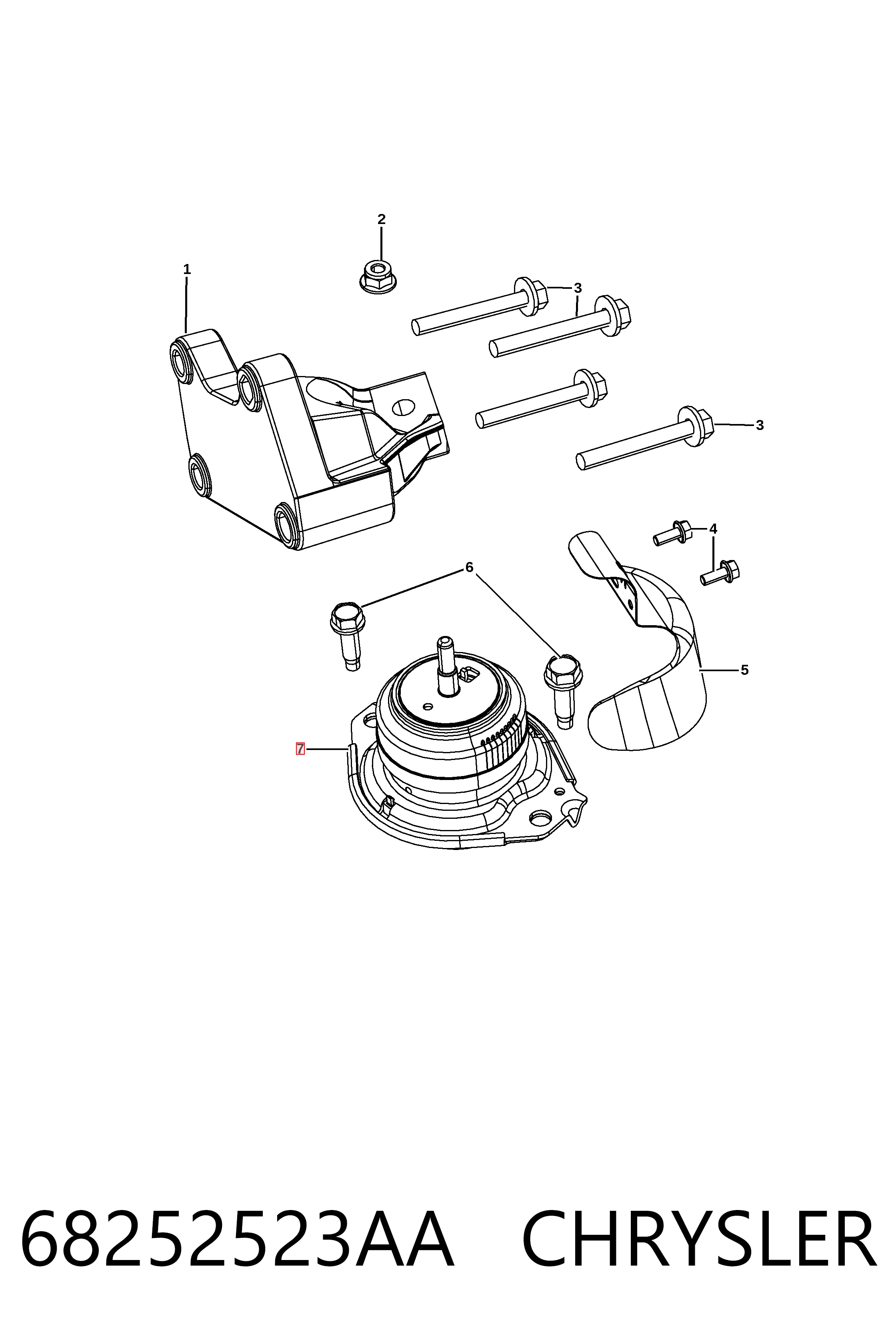 68252523AA Chrysler Coxim (suporte) esquerdo/direito de motor