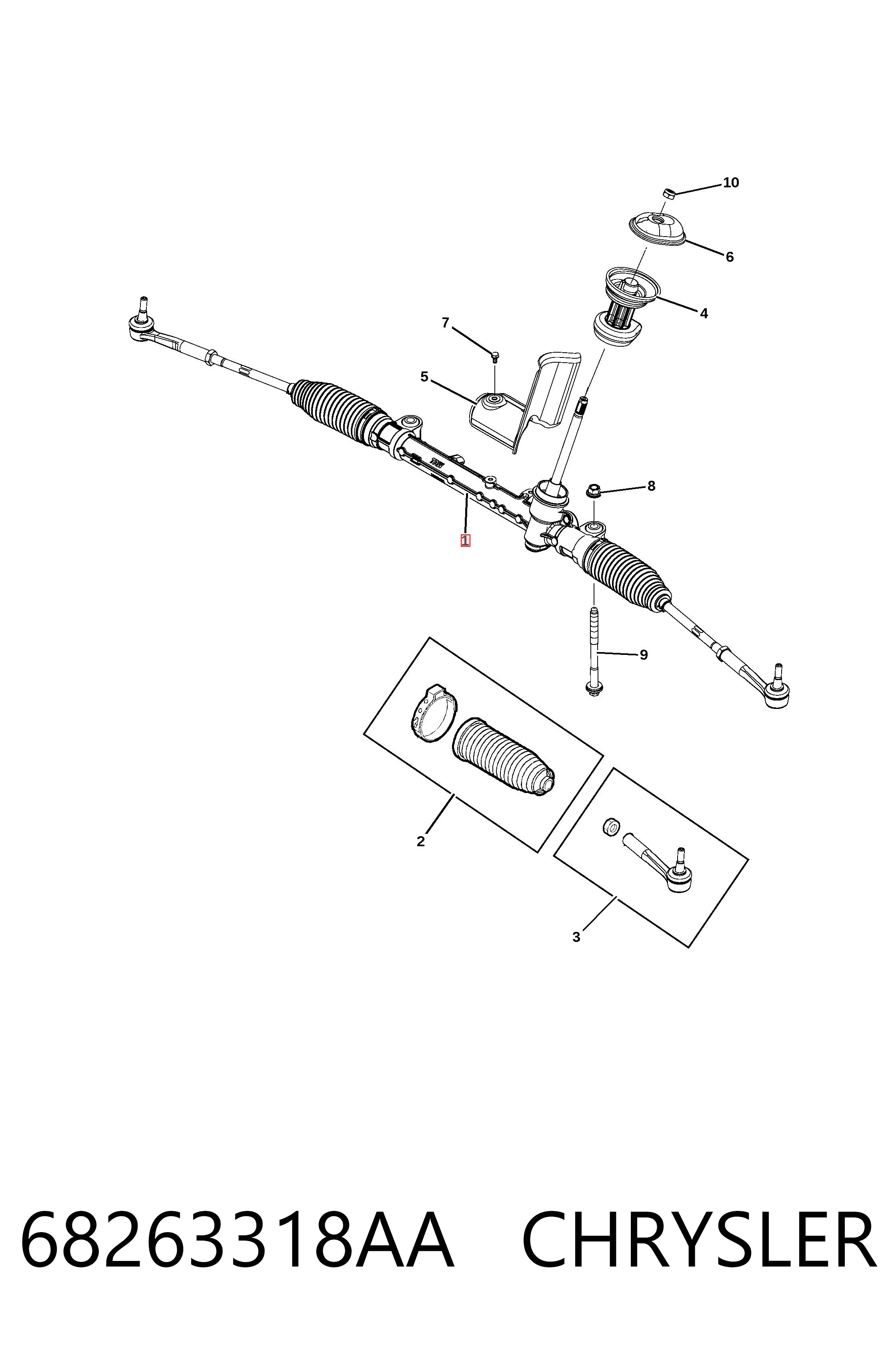 Cremalheira da direção Moog EV801524