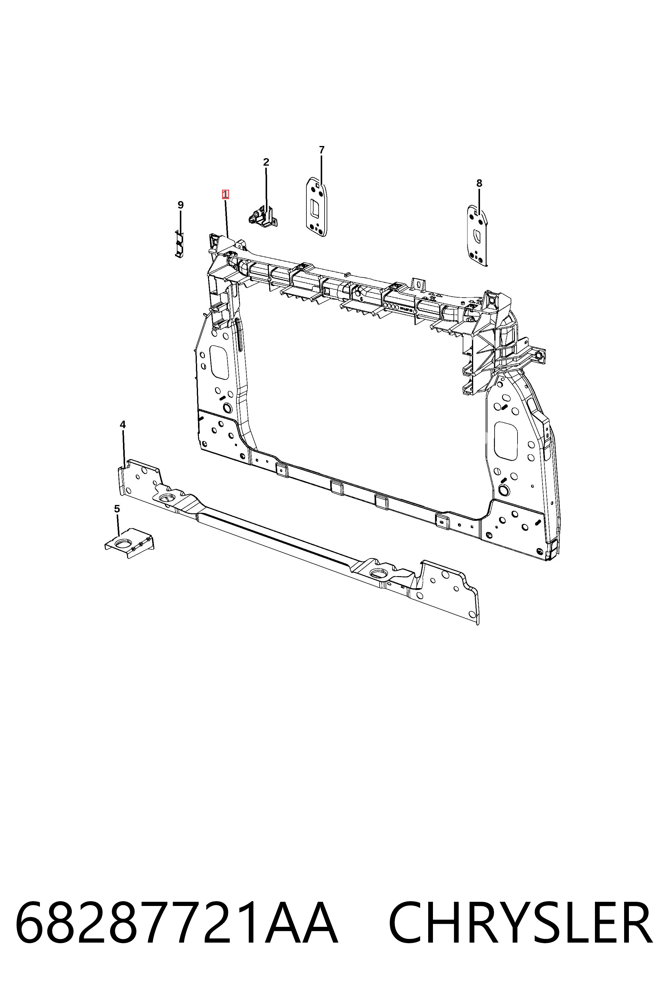 Suporte do radiador montado (painel de montagem de fixação das luzes) para Fiat 500 X 334