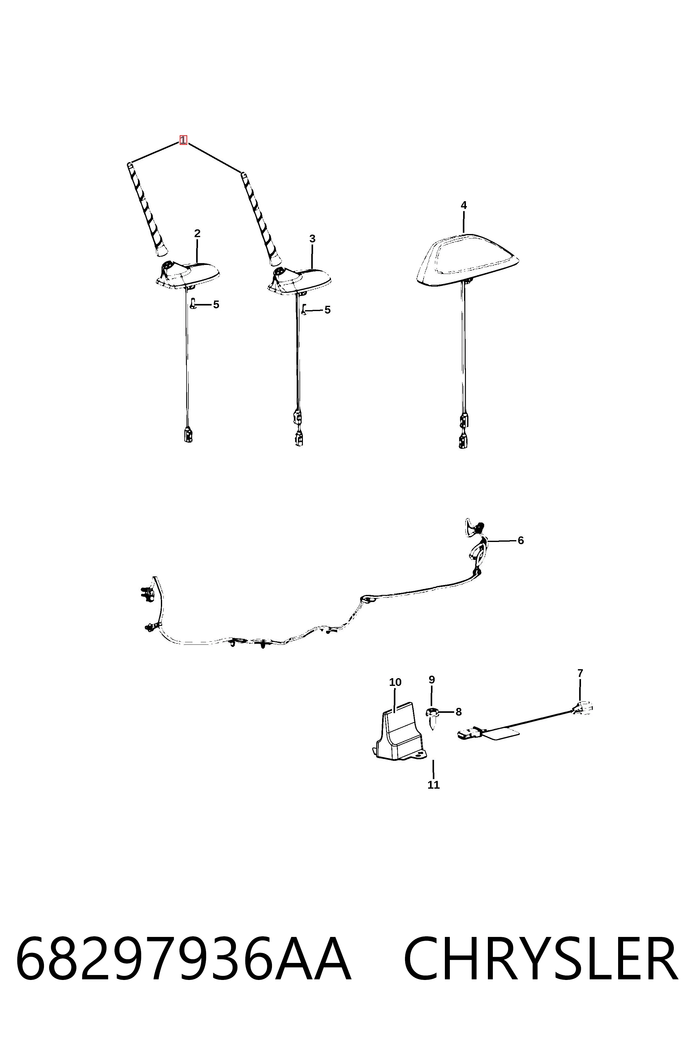 68297936AA Chrysler Haste de antena