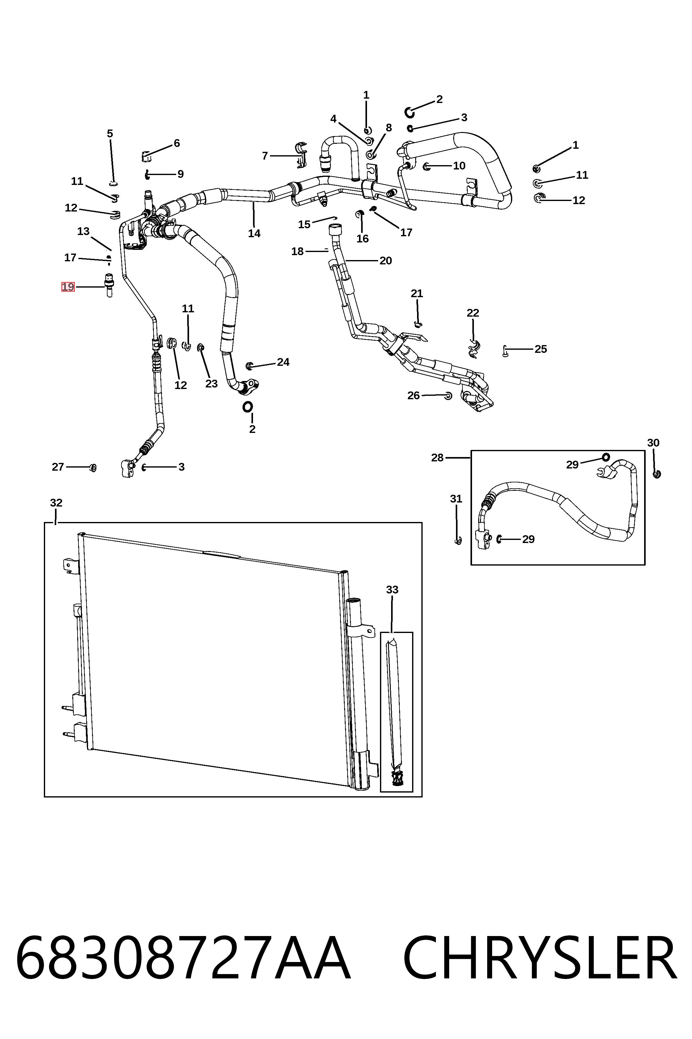 68308727AA Chrysler Sensor de pressão absoluta de aparelho de ar condicionado
