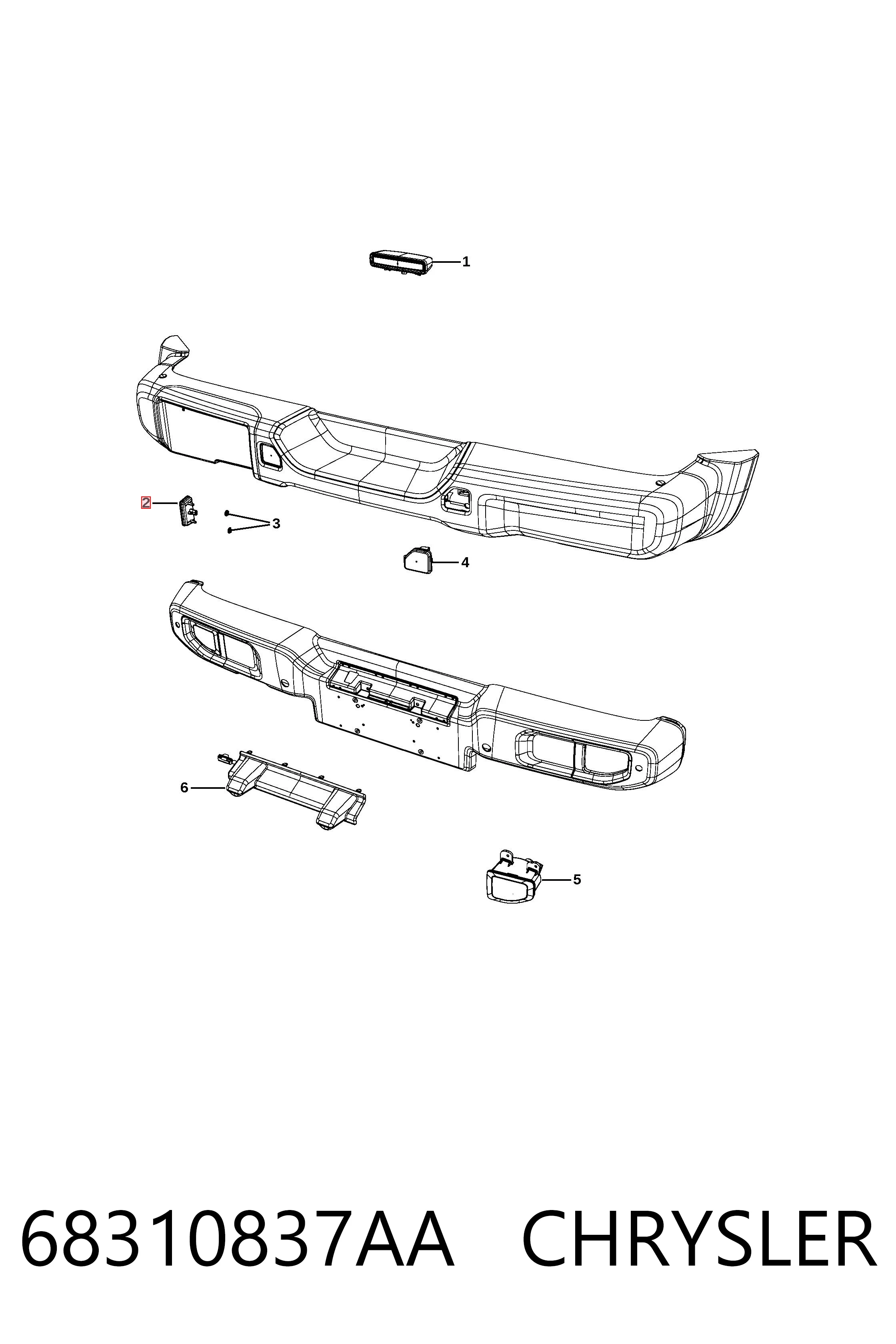  Lanterna da luz de fundo de matrícula traseira Jeep Wrangler SUV (JL) (2017 - 2026) 