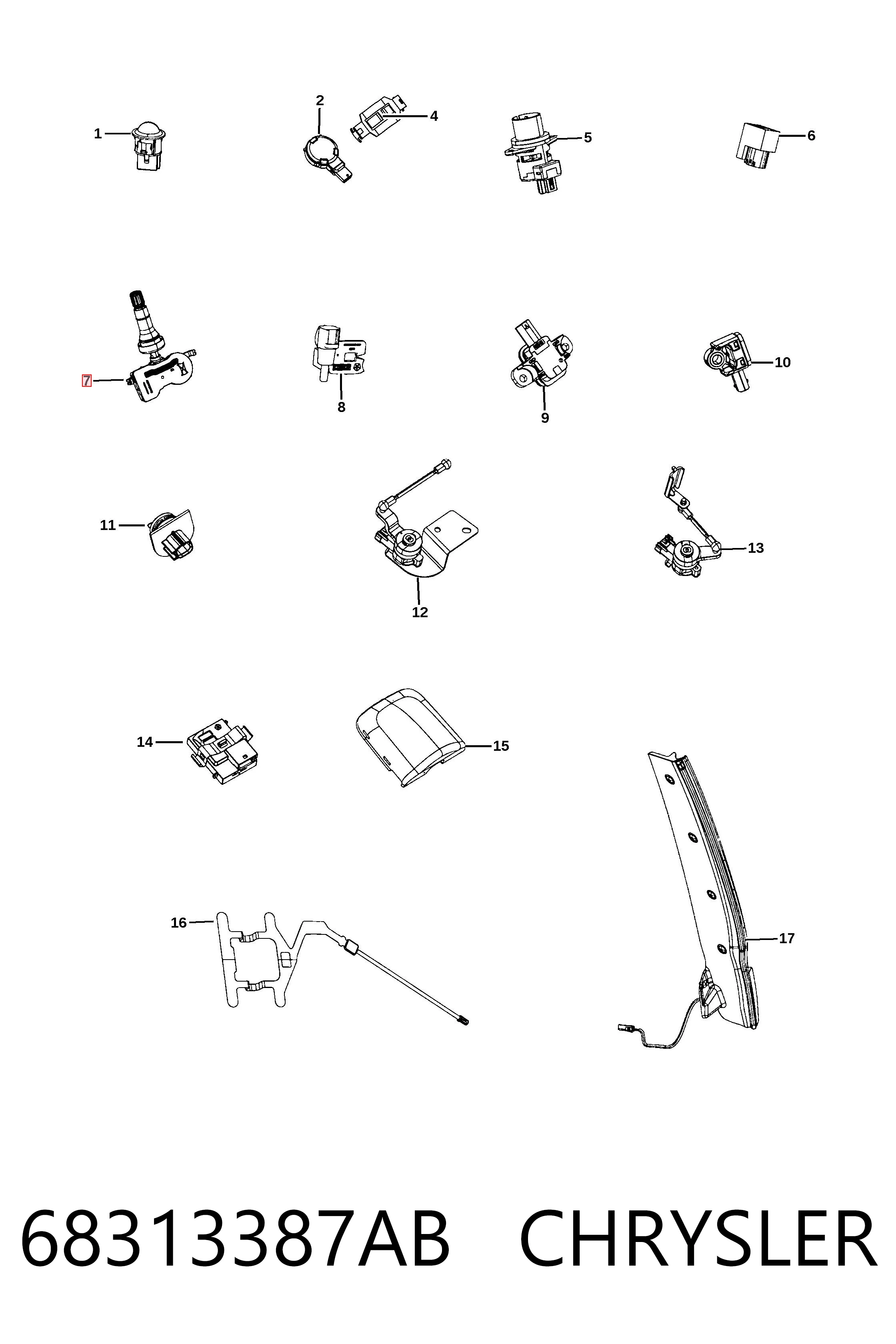 68313387AB Chrysler Sensor de pressão de ar nos pneus