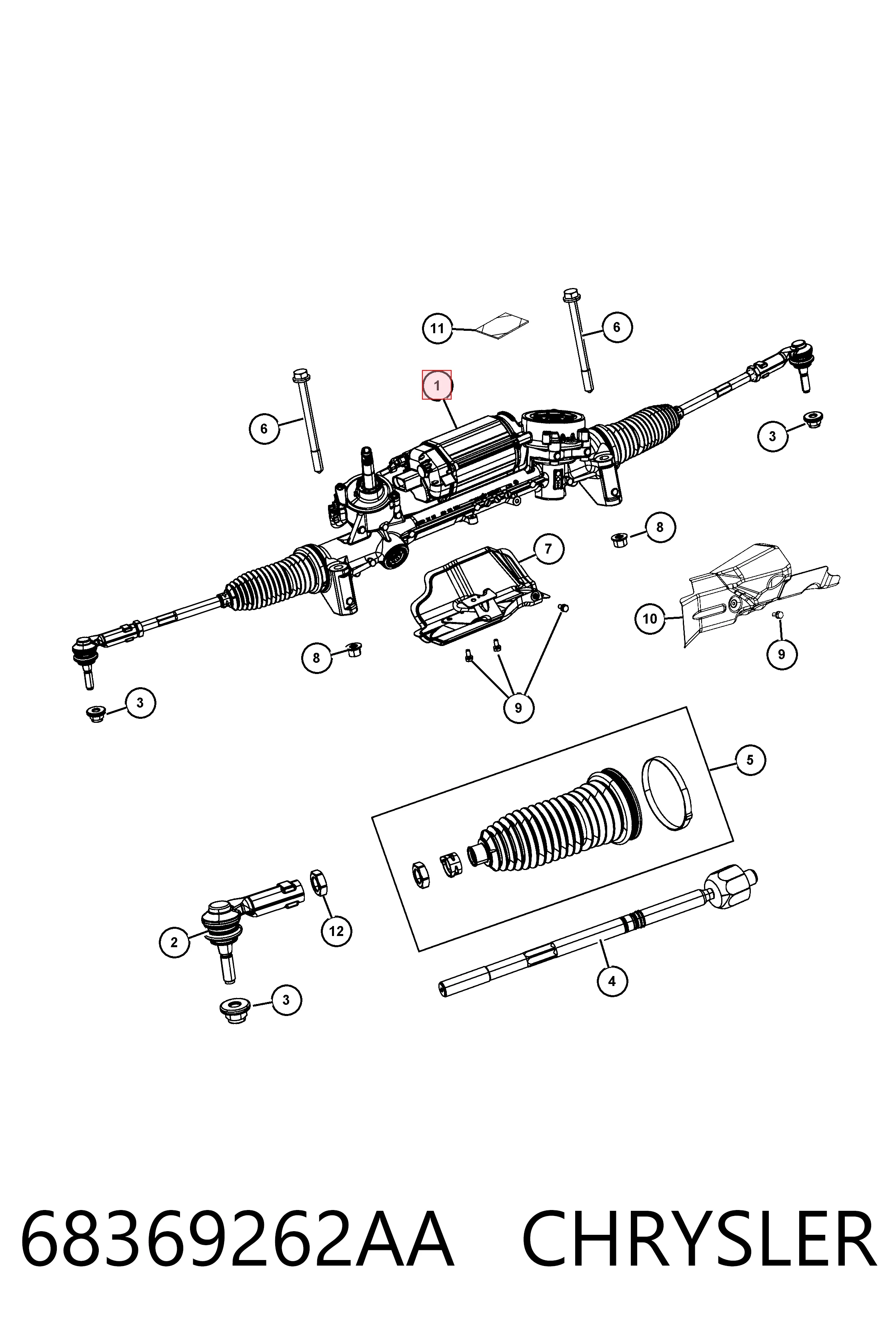 K68369262AA Fiat/Alfa/Lancia Cremalheira da direção