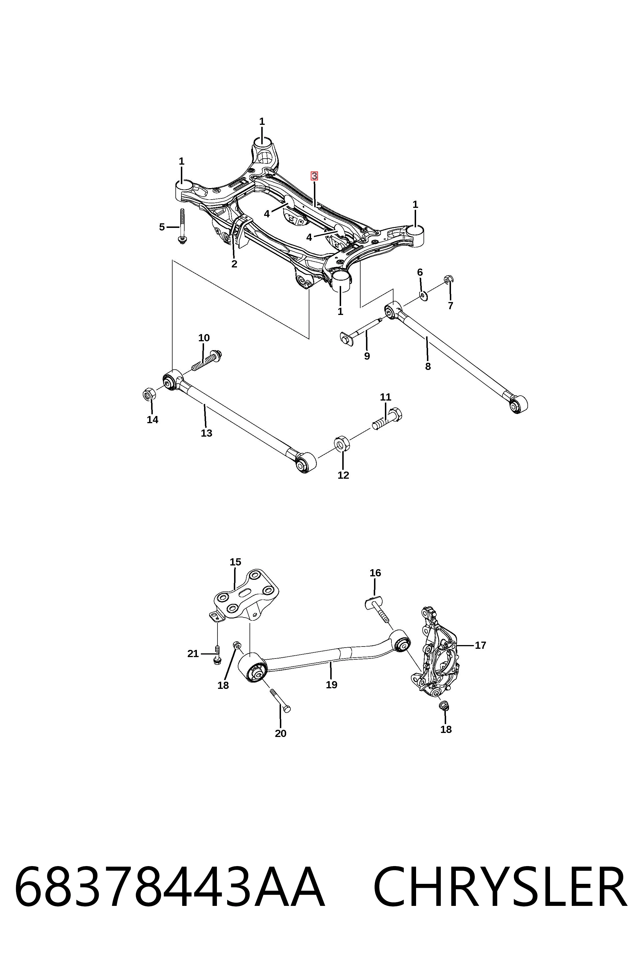 Viga de suspensão traseira (plataforma veicular) para Jeep Compass  MP