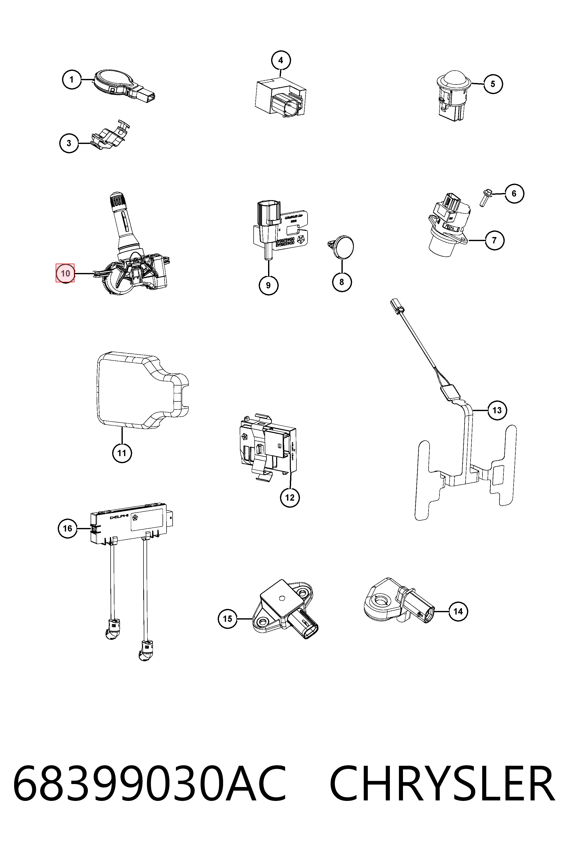 68399030AC Chrysler Sensor de pressão de ar nos pneus