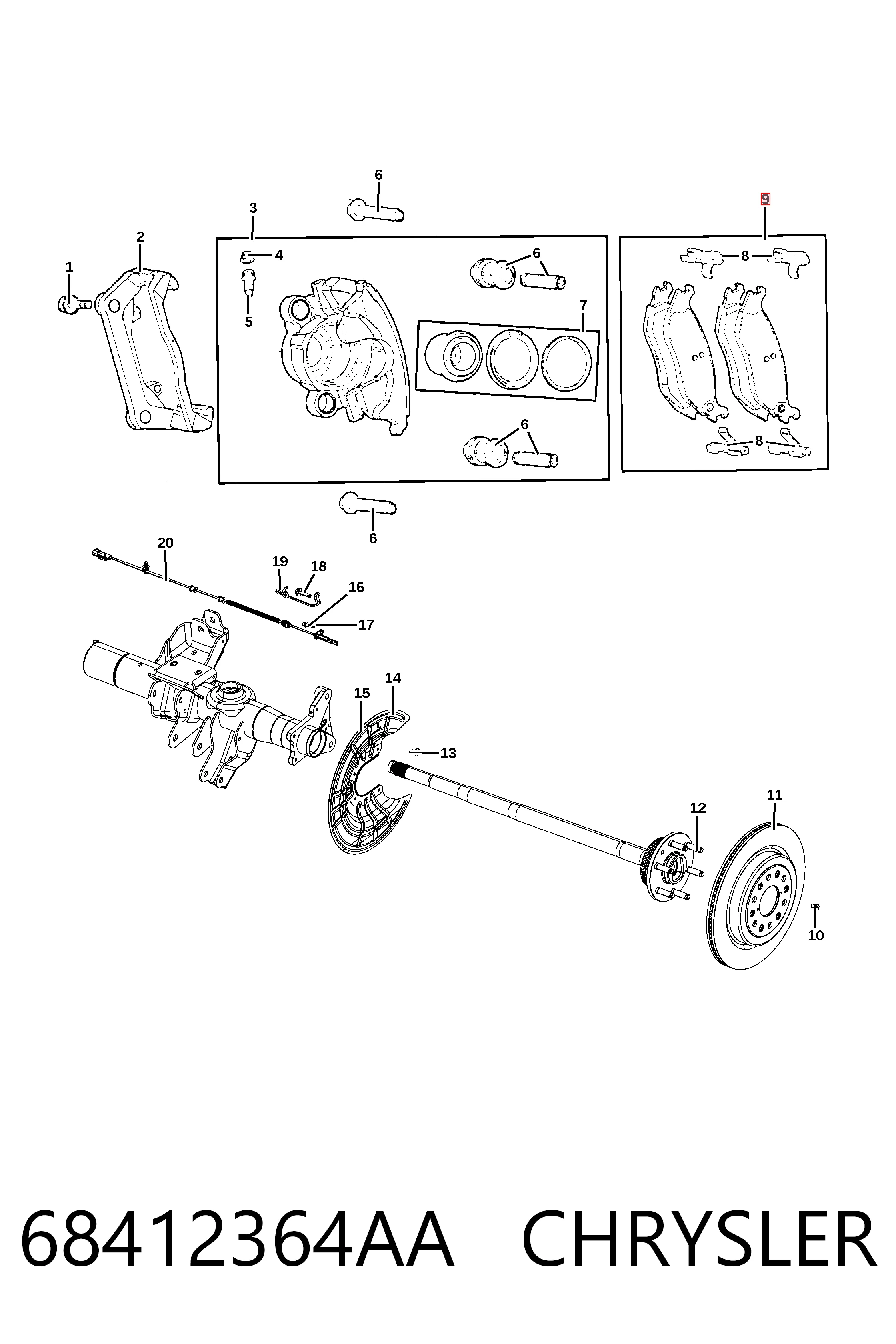 K68412364AC Fiat/Alfa/Lancia Sapatas do freio traseiras de disco