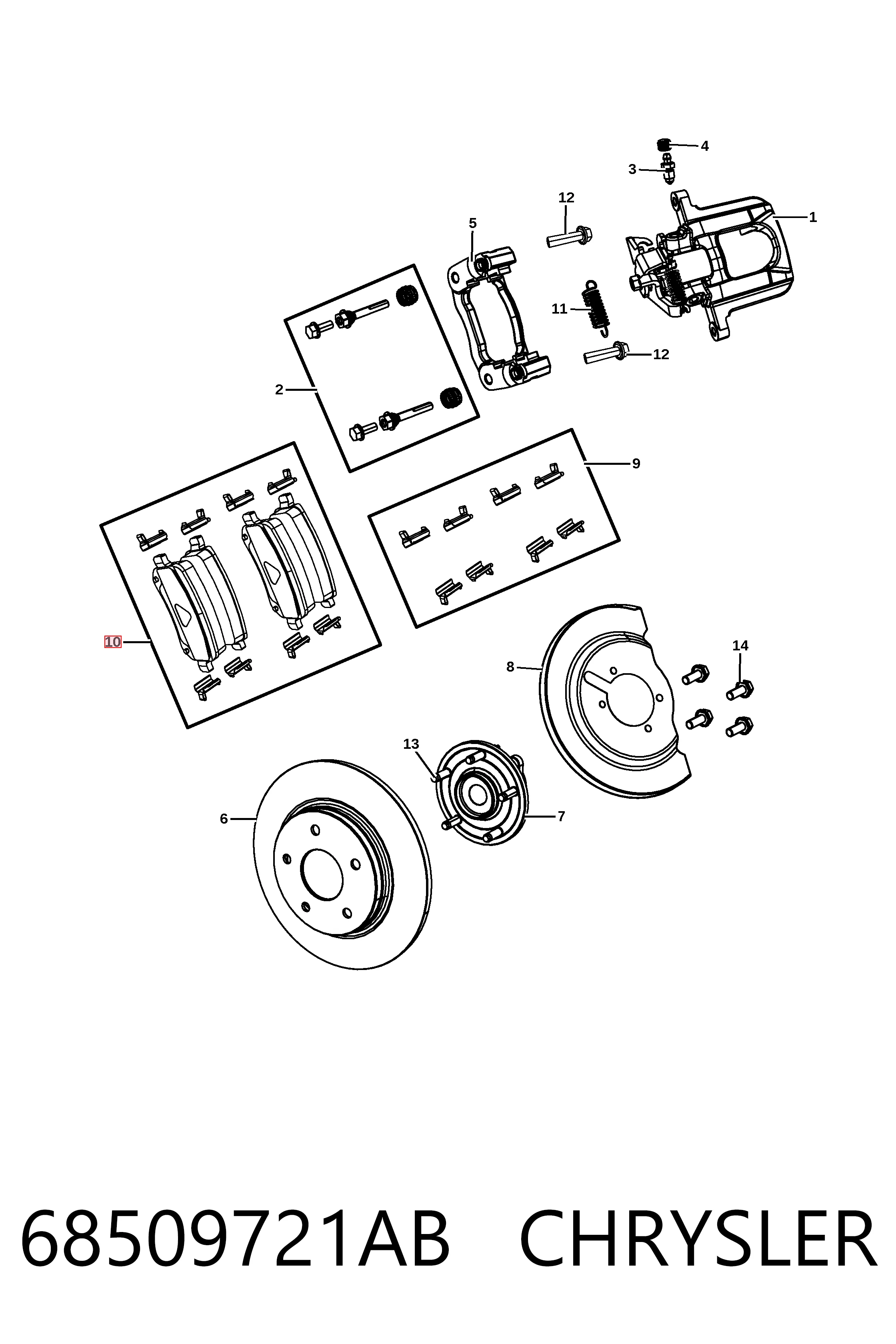 68509721AB Chrysler Sapatas do freio traseiras de disco