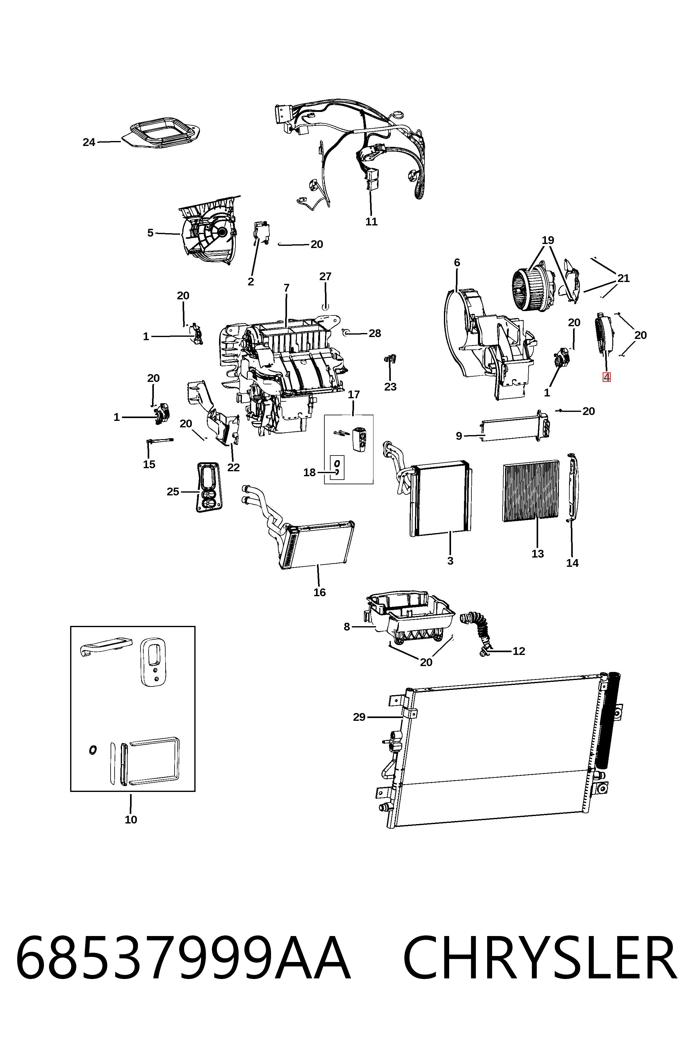 68537999AA Chrysler Resistor (resistência) de ventilador de forno (de aquecedor de salão)