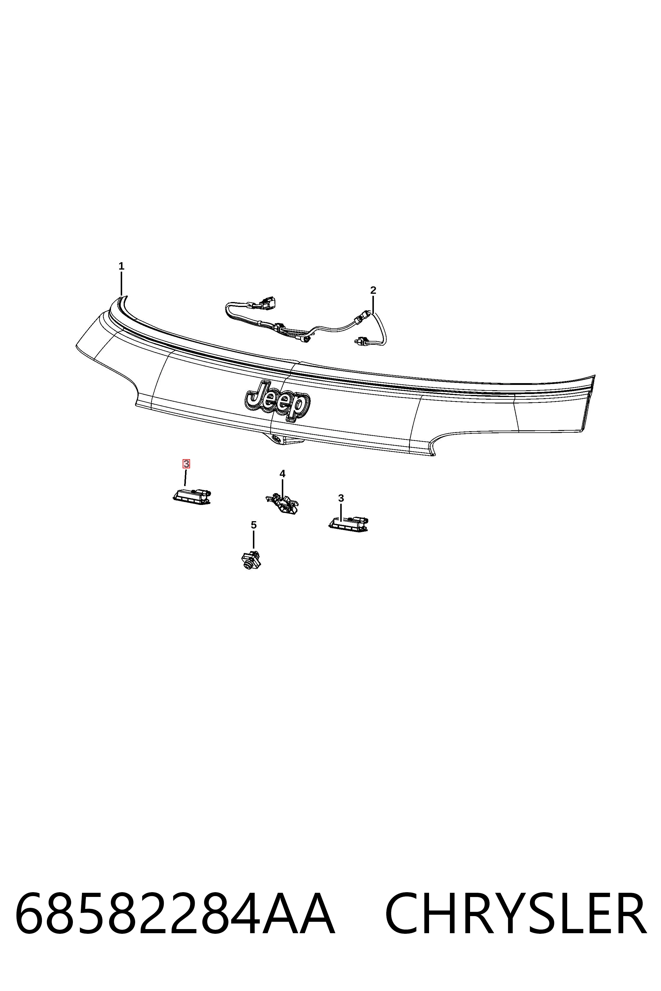 68582284AA Chrysler Lanterna da luz de fundo de matrícula traseira
