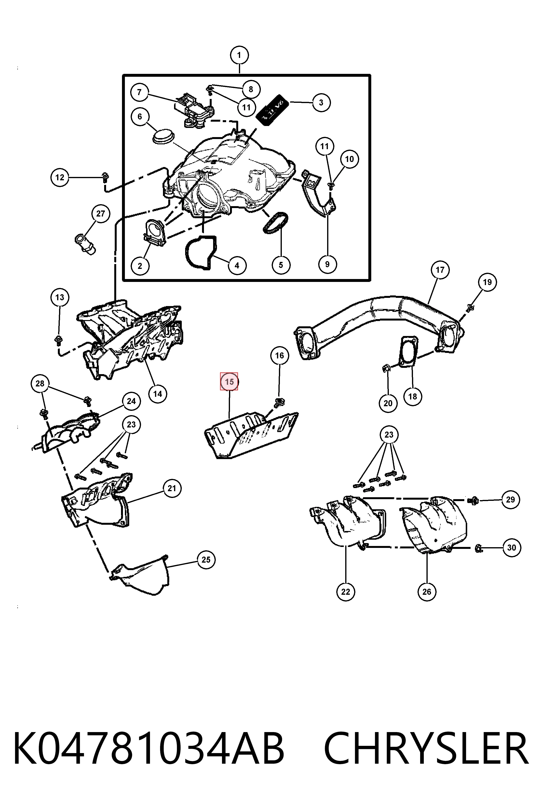 Vedante de tubo coletor de admissão para Chrysler Voyager III RG, RS