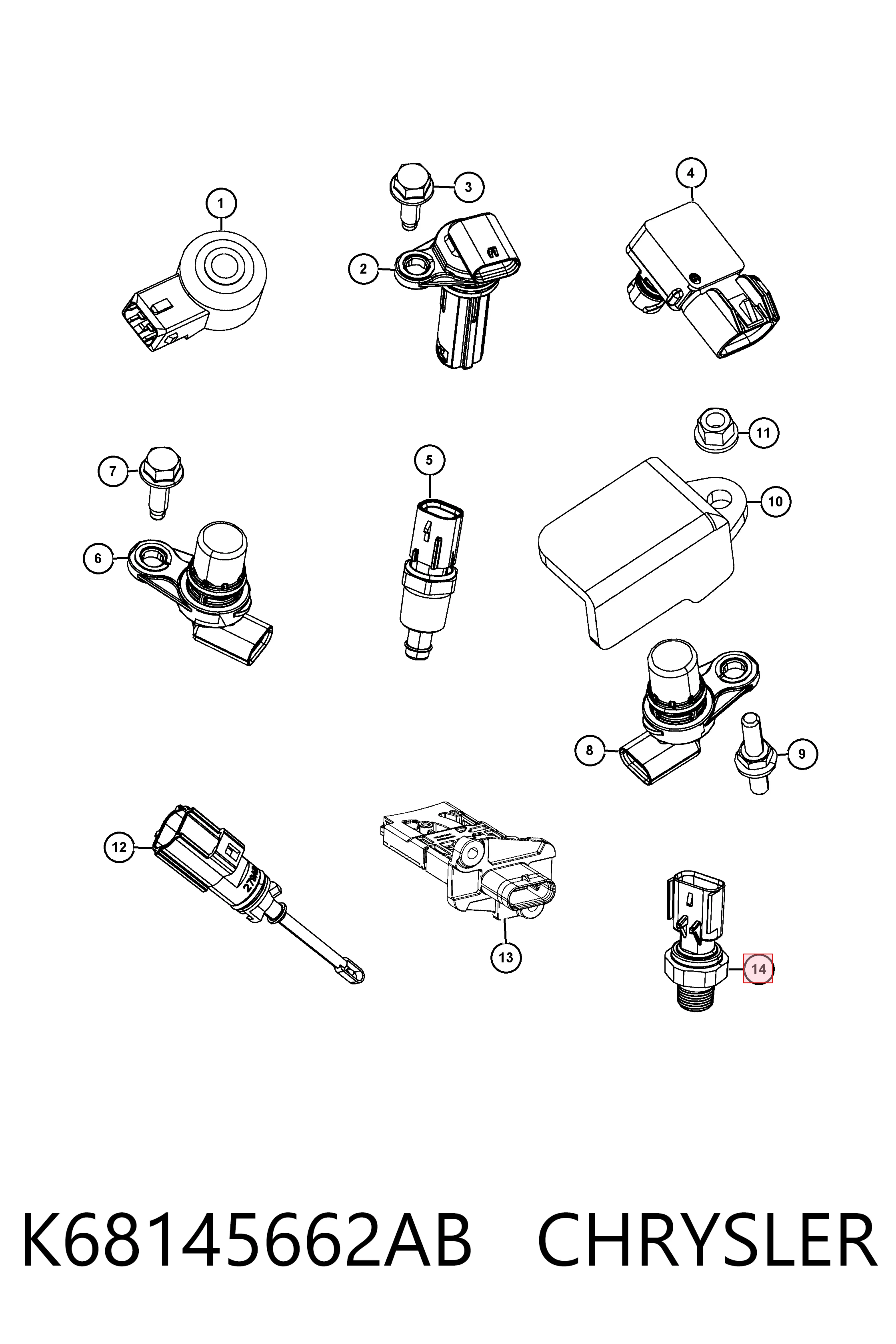 Sensor de pressão de óleo K68145662AA Fiat/Alfa/Lancia