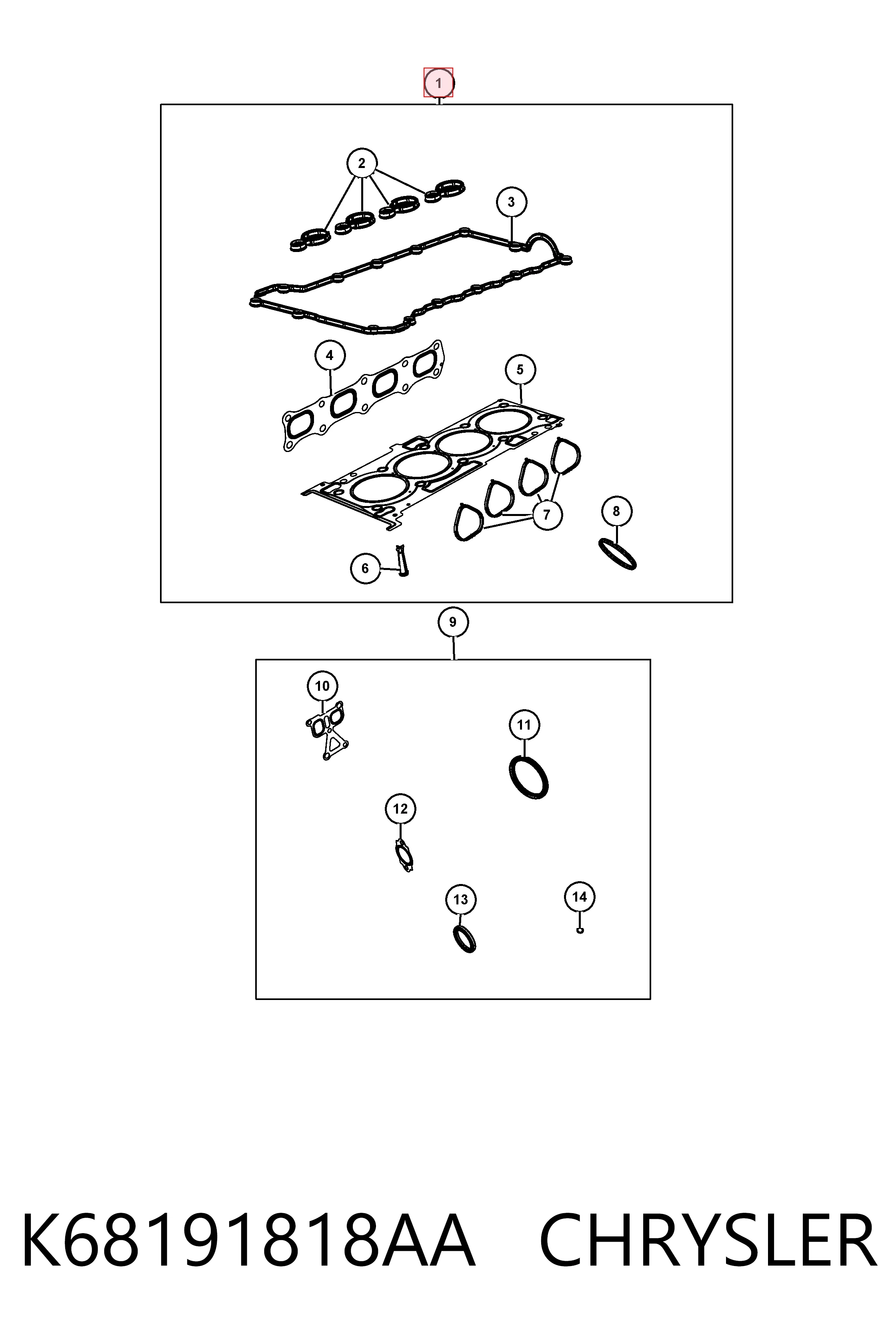 K68191818AE Fiat/Alfa/Lancia Kit superior de vedantes de motor