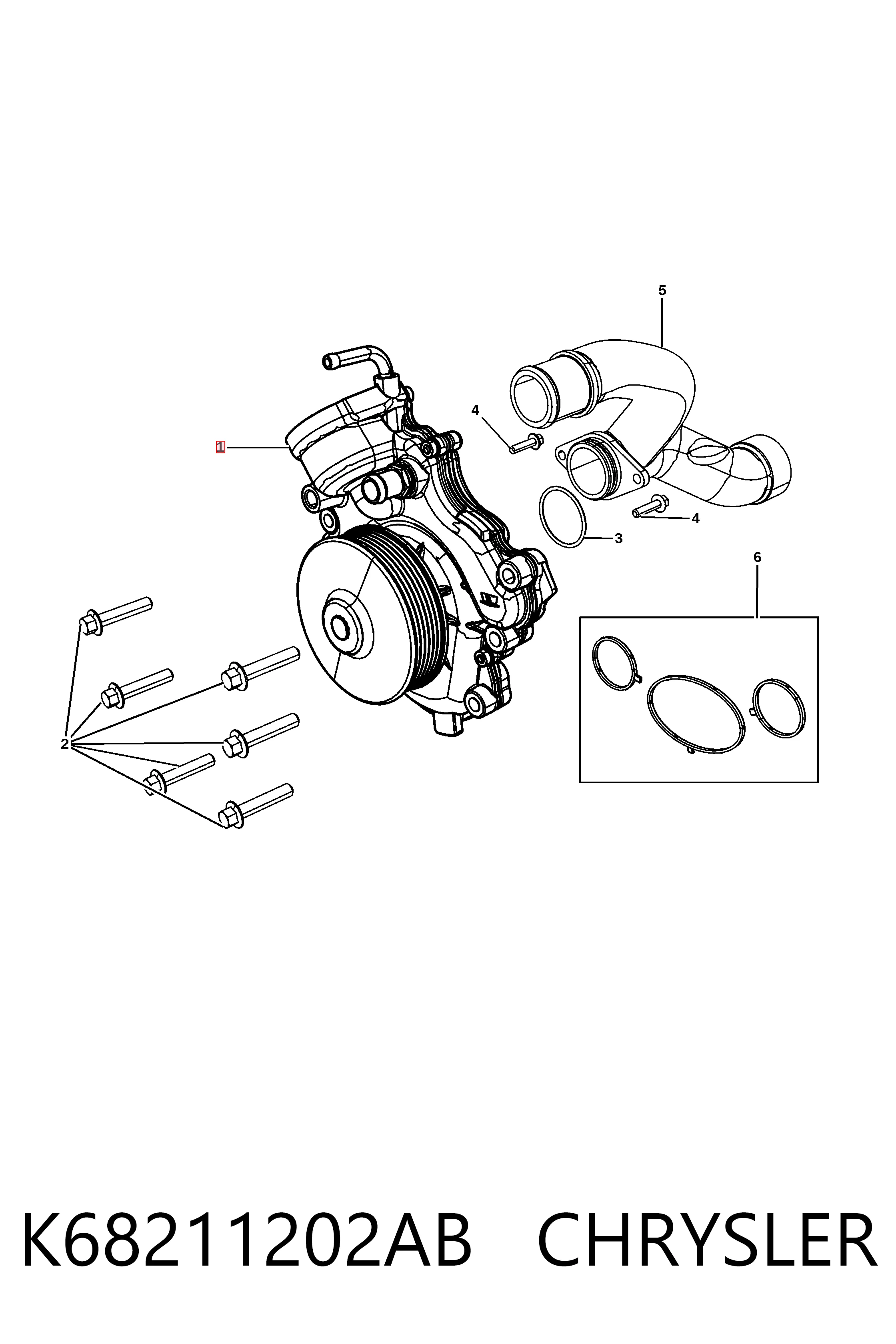 K68211202AB Chrysler Bomba de água (bomba) de esfriamento
