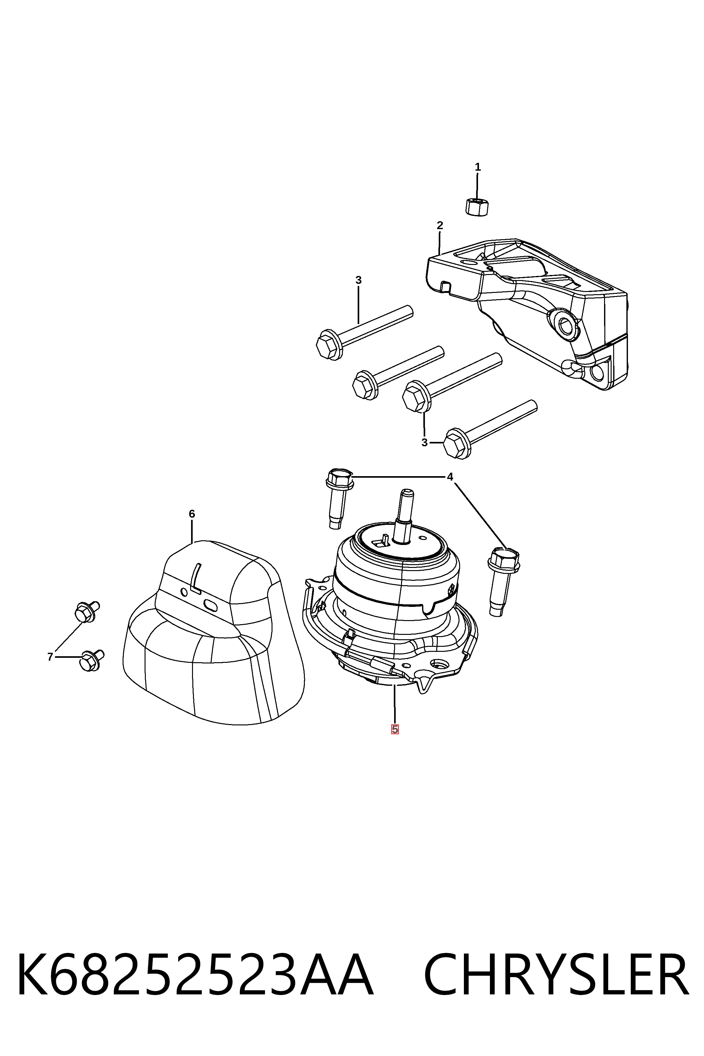 Coxim (suporte) esquerdo/direito de motor Fiat/Alfa/Lancia K52124677AG