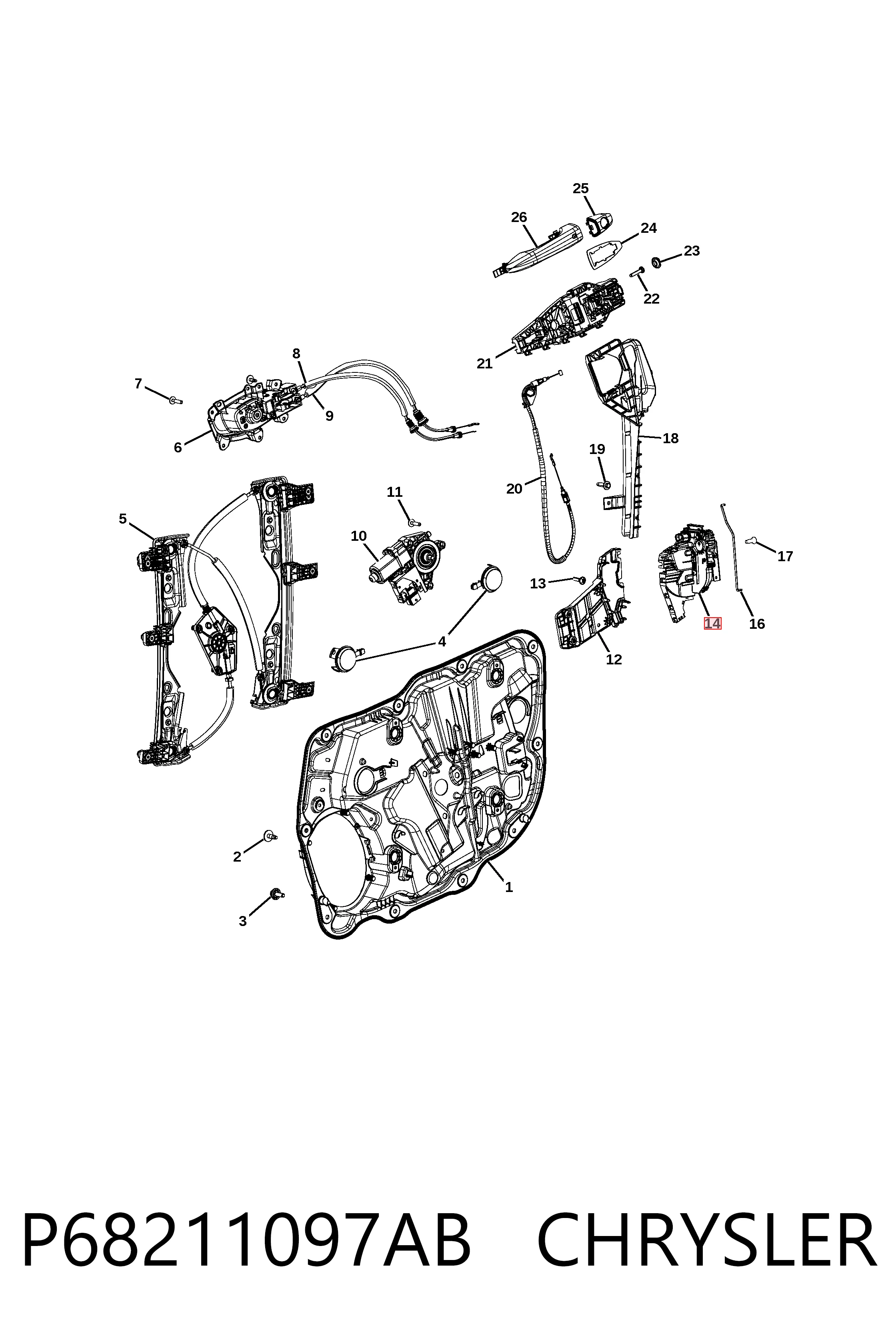  Fecho da porta dianteira esquerda Jeep Compass SUV (MP) (2016 - 2025) 