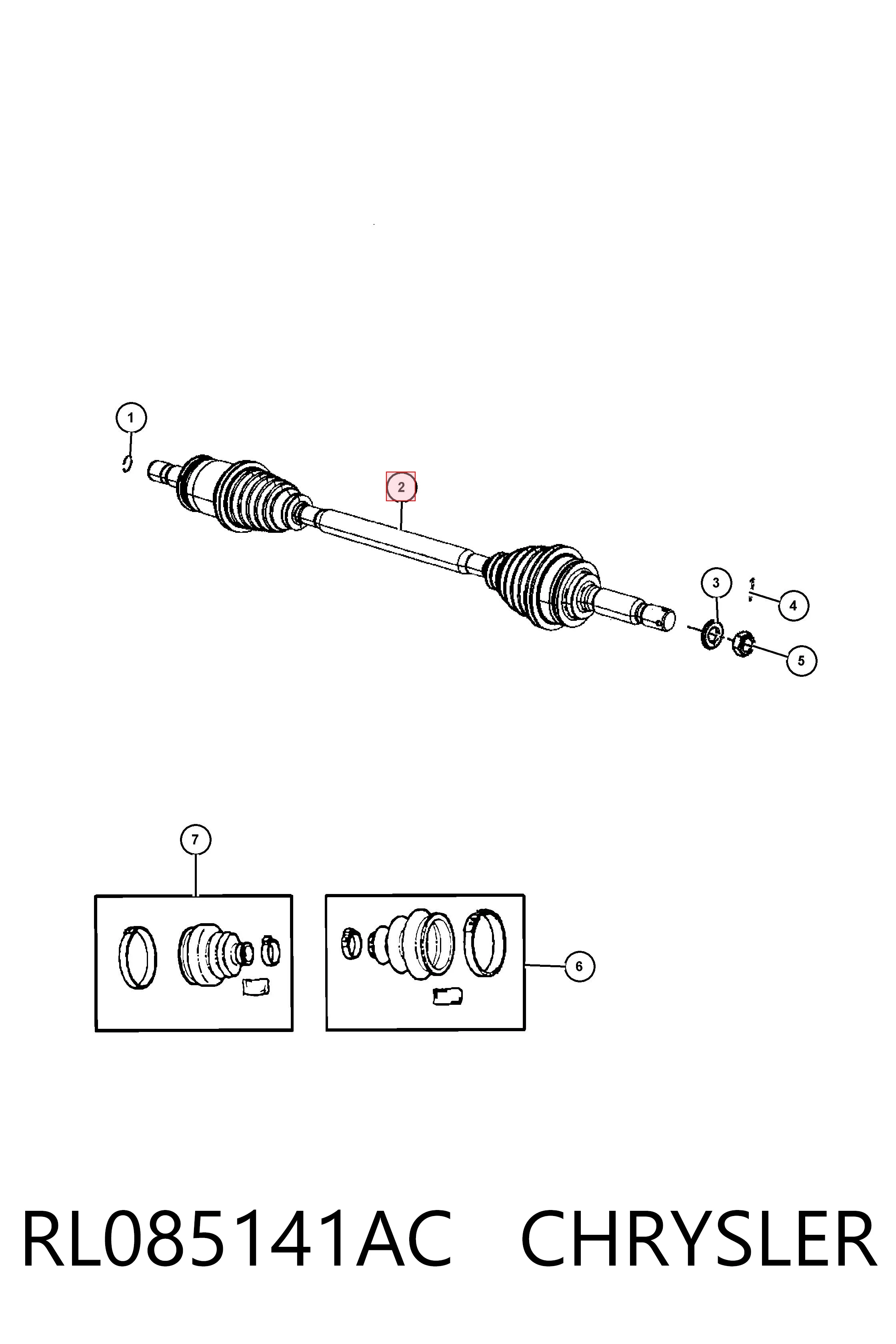 Compre K05085141AB Fiat/Alfa/Lancia Semieixo traseiro esquerdo