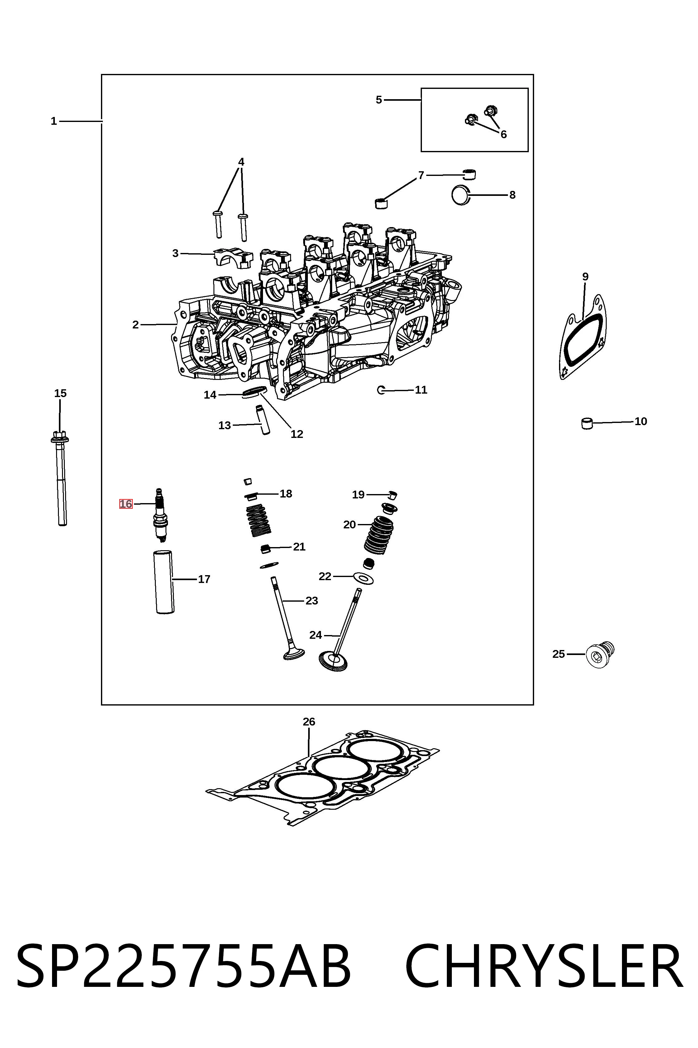 SP225755AB Chrysler Vela de ignição