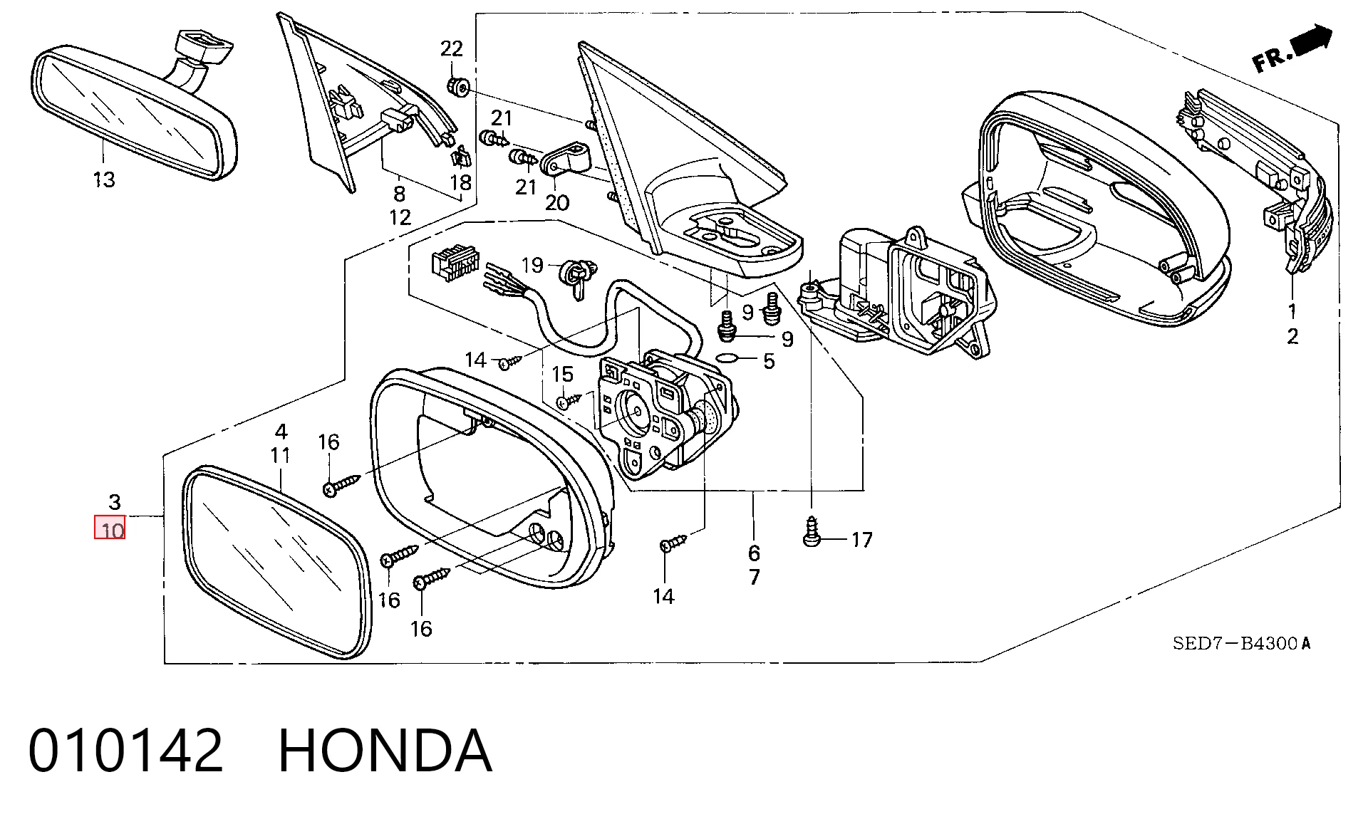 Espelho de retrovisão esquerdo para Honda Accord VII CM, CN