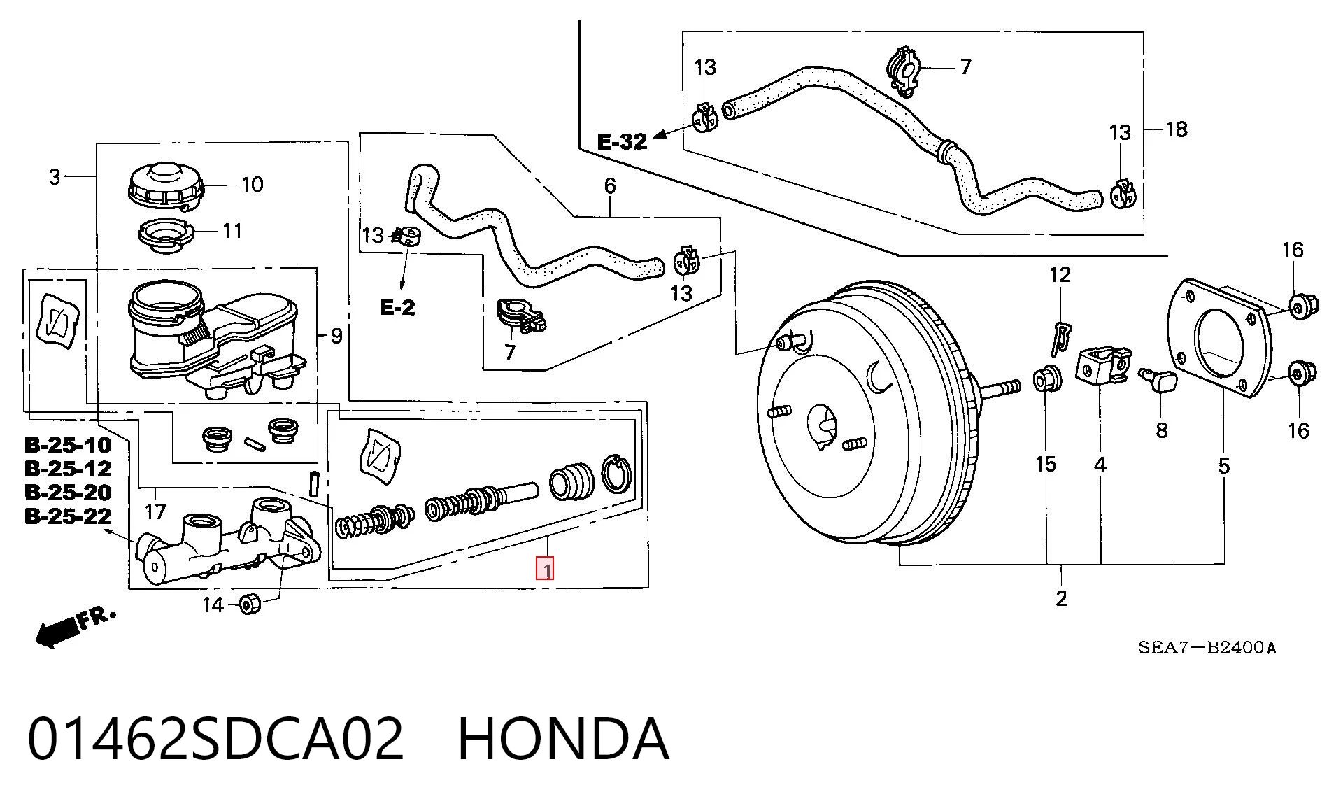 Kit de reparação de cilindro mestre do freio para Honda Accord CL, CM