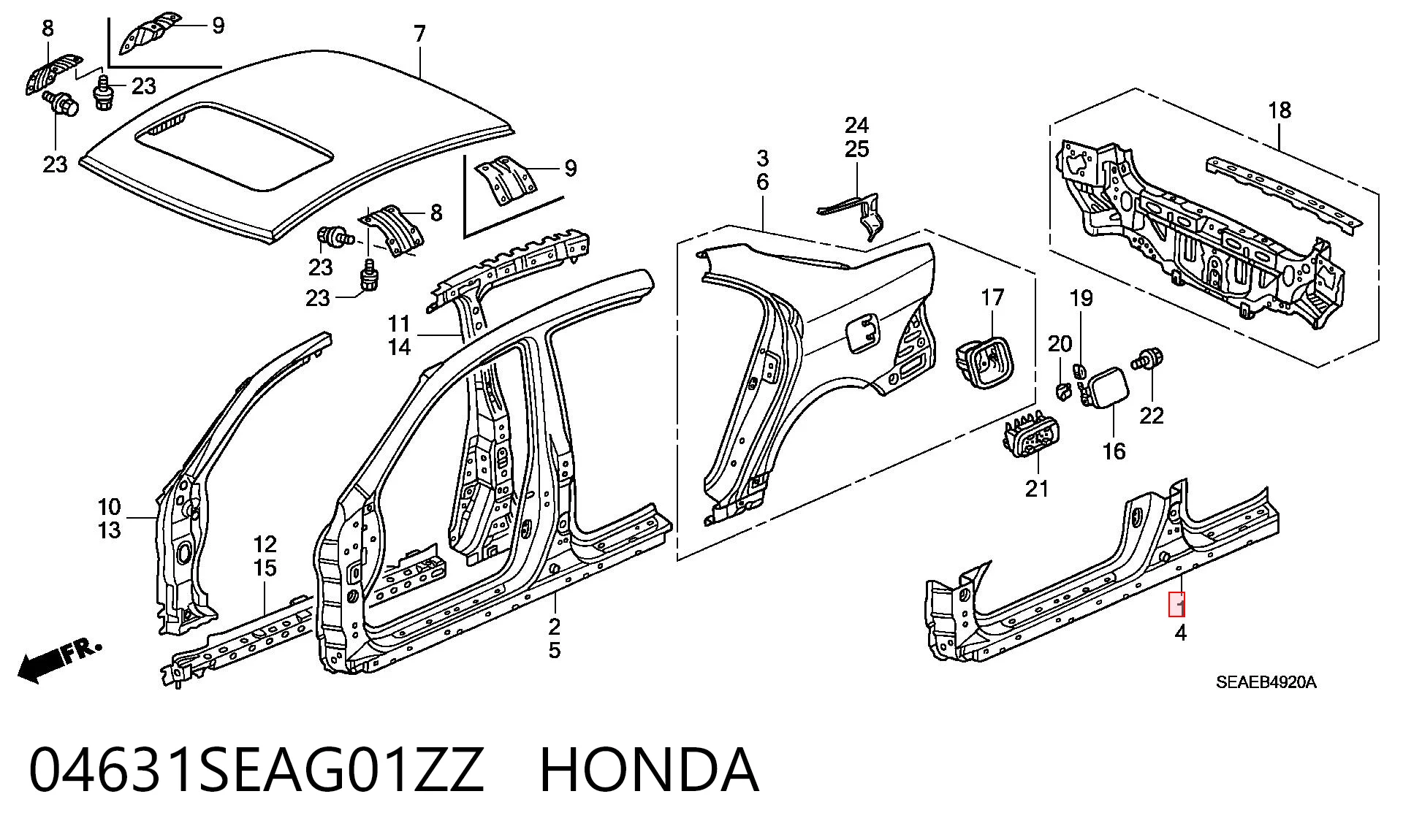 Acesso externo direito Honda Accord VII CL, CM ao melhor preço