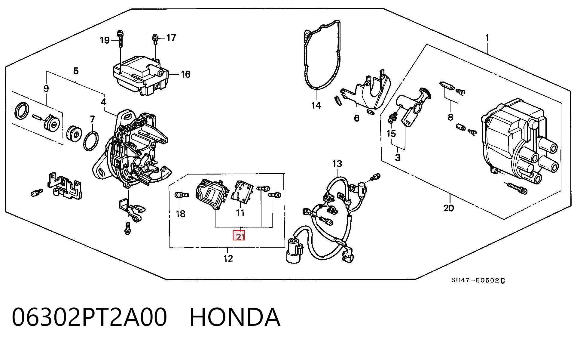 Módulo de ignição (comutador) Honda Civic IV ED, EF
