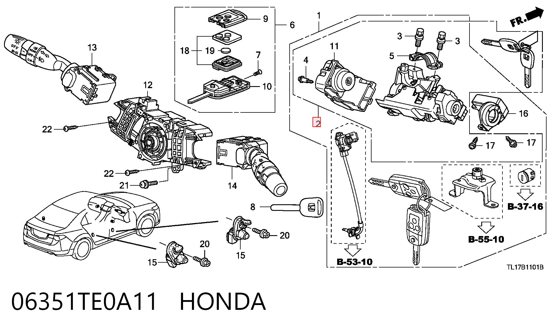 06351TE0A11 Honda Fecho de ignição