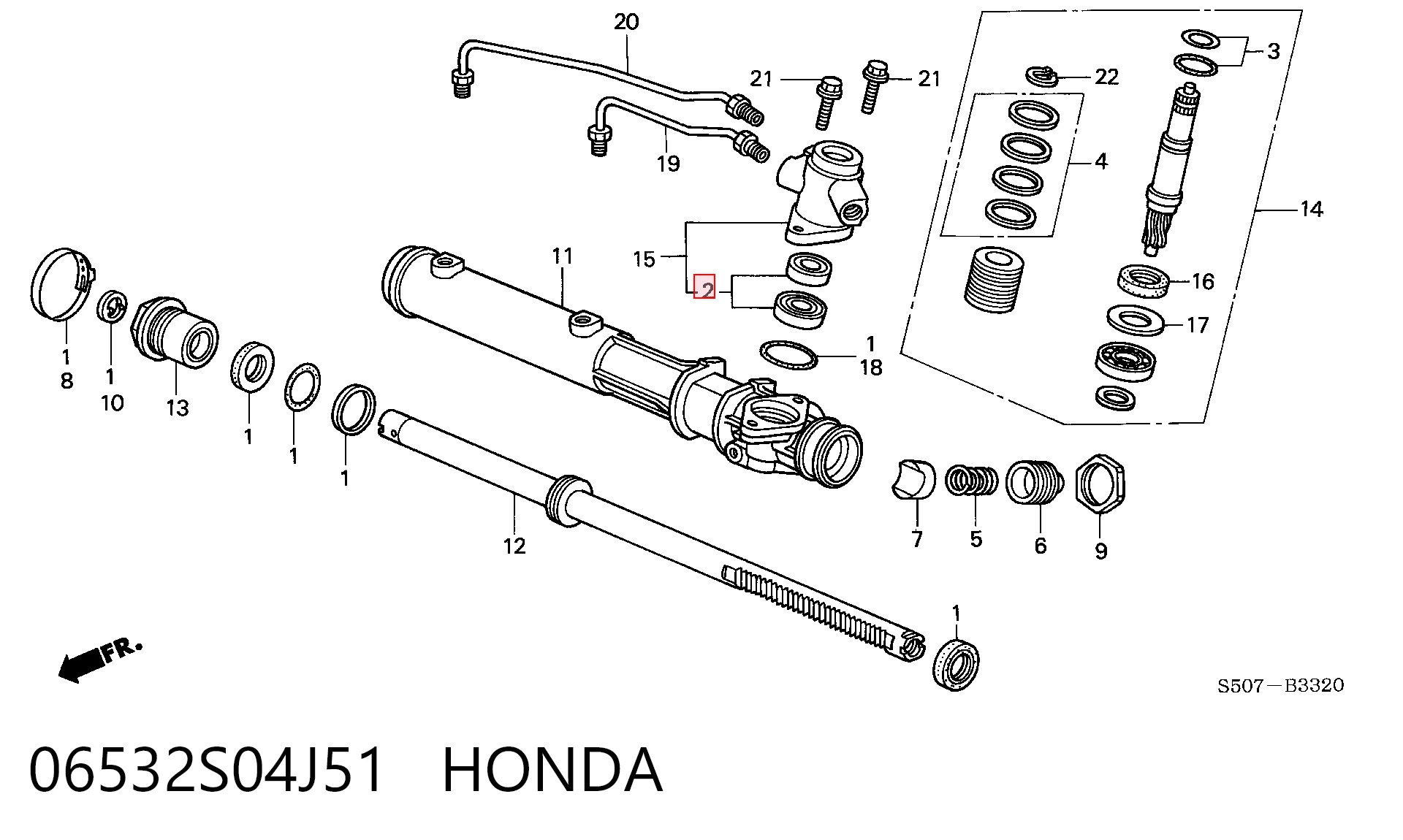 Kit de reparação da cremalheira da direção (do mecanismo), (kit de vedantes) para Honda Civic VI MA,MB