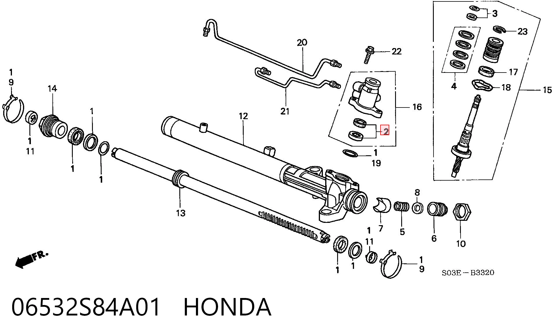 Kit de reparação da cremalheira da direção (do mecanismo), (kit de vedantes) Honda Civic VI MA,MB ao melhor preço