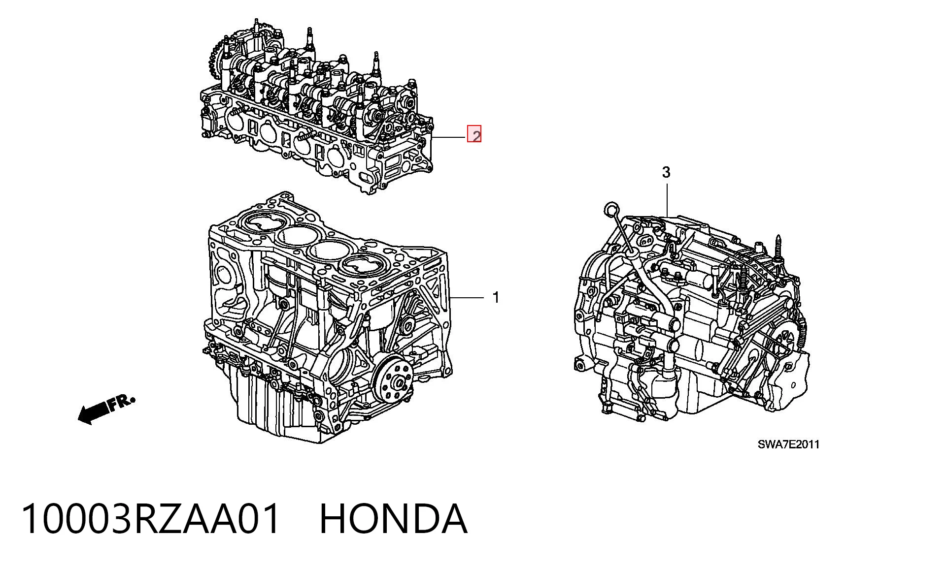 10003RZAA01 Honda Cabeça de motor (CBC)