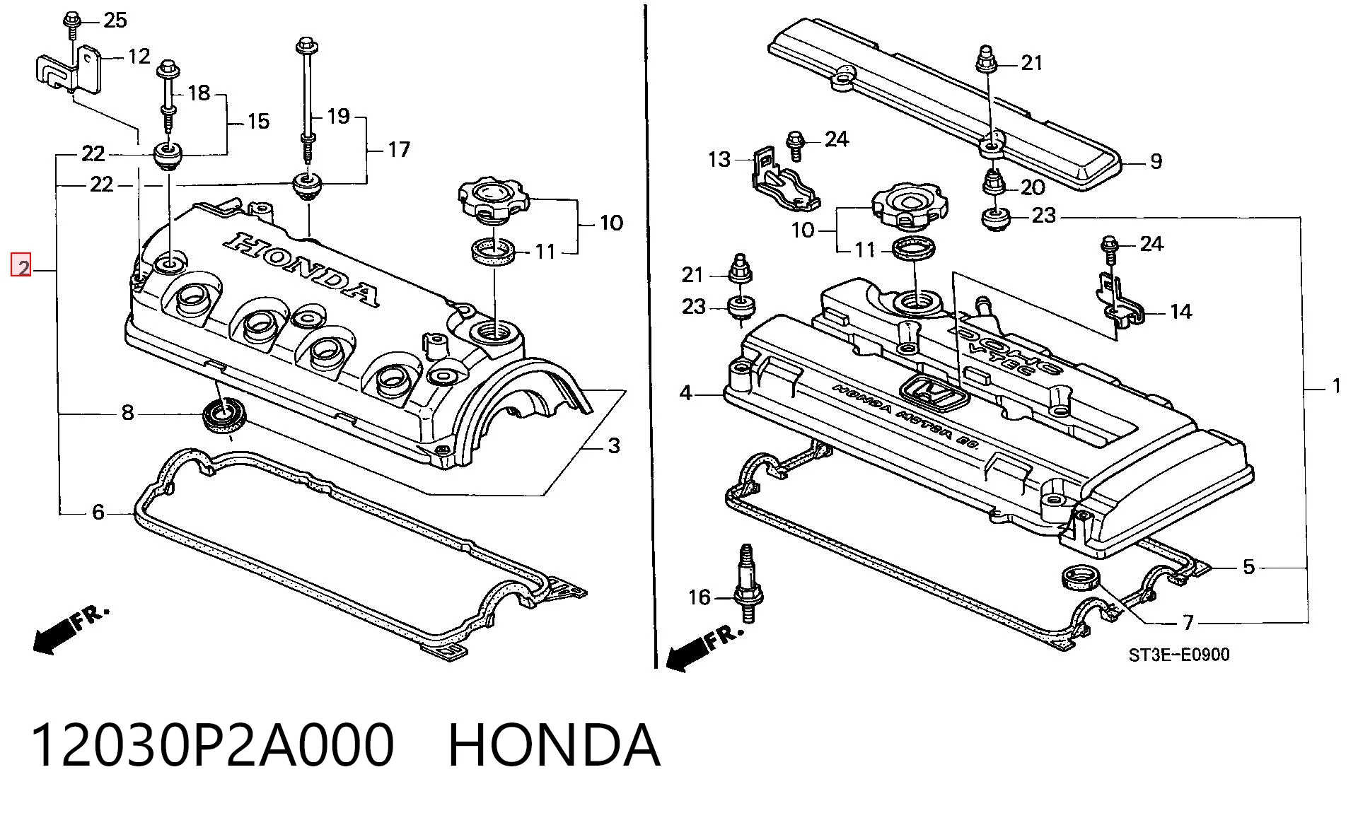 12030P2A000 Honda Vedante da tampa de válvulas de motor, kit