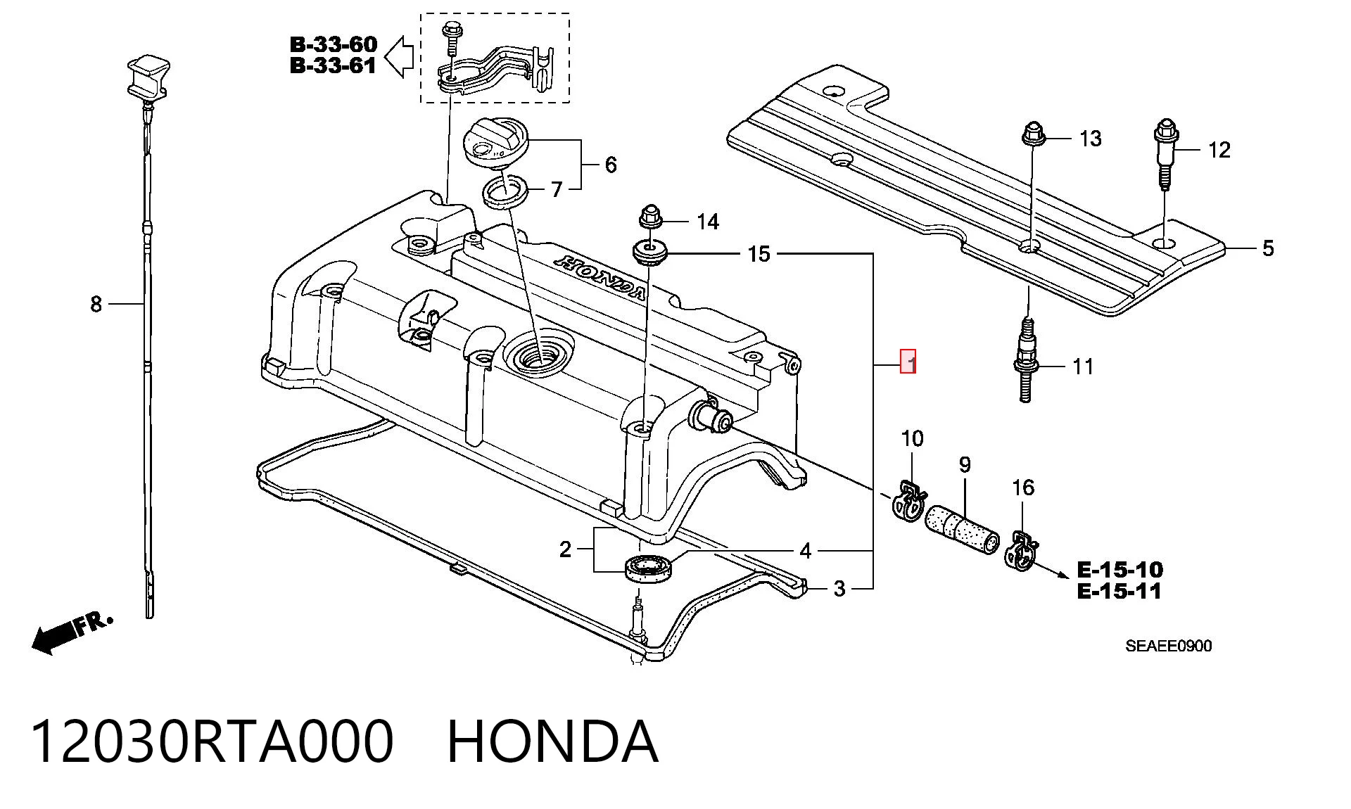 12030RTA000 Honda Vedante da tampa de válvulas de motor, kit