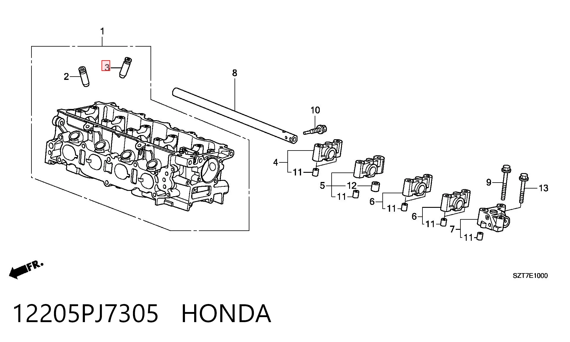 12205PJ7305 Honda Guia de válvula de escape