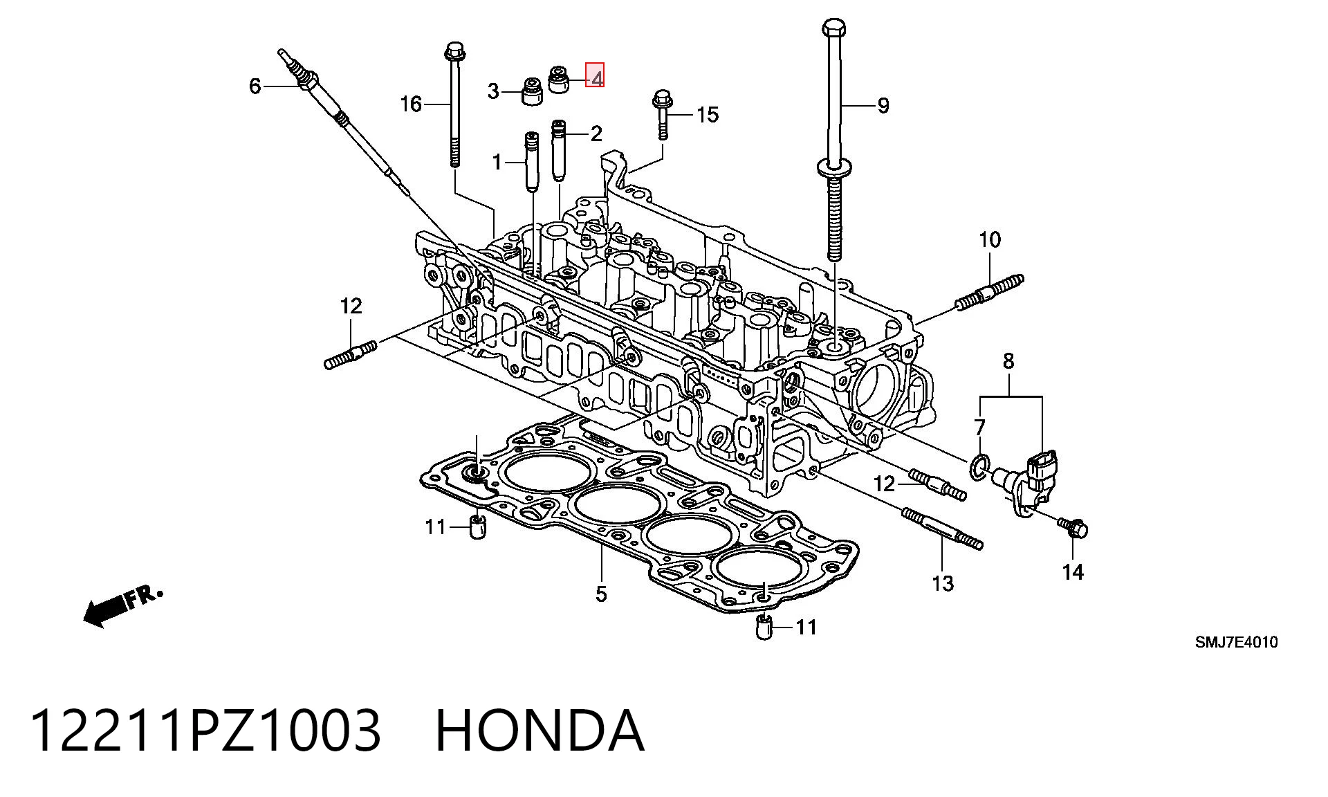 12211PZ1003 Honda Vedação de válvula (de óleo) de escape