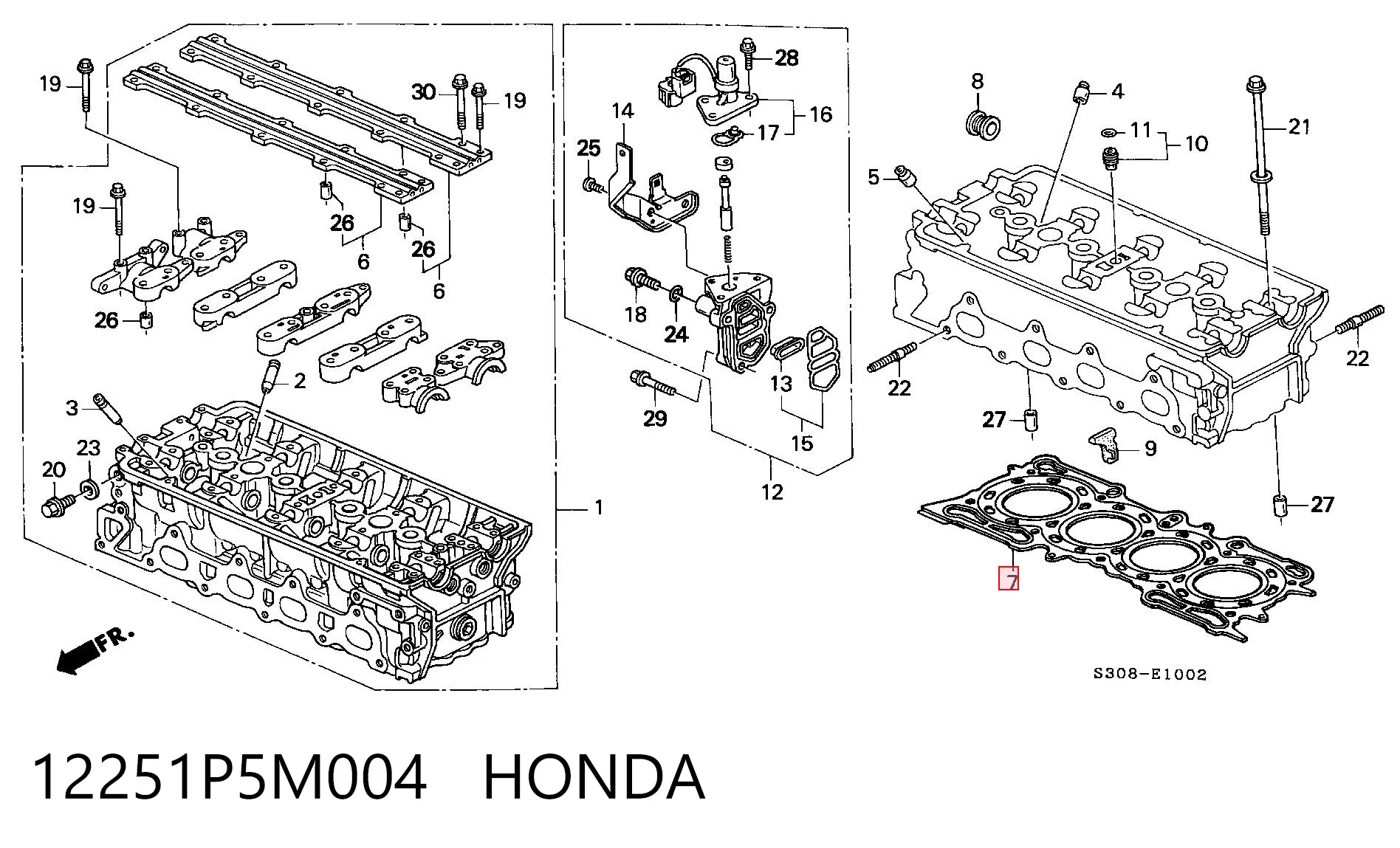 12251P5M004 Honda Vedante de cabeça de motor (CBC)