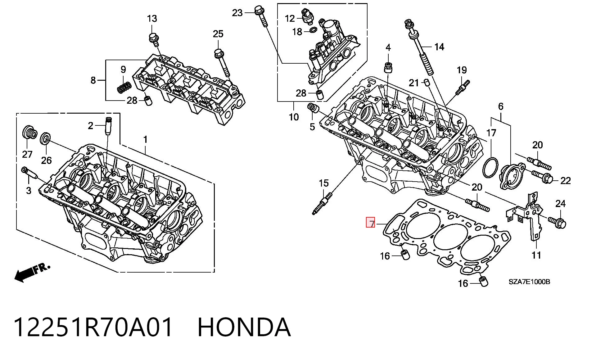 12251R70A01 Honda Vedante esquerdo de cabeça de motor (CBC)