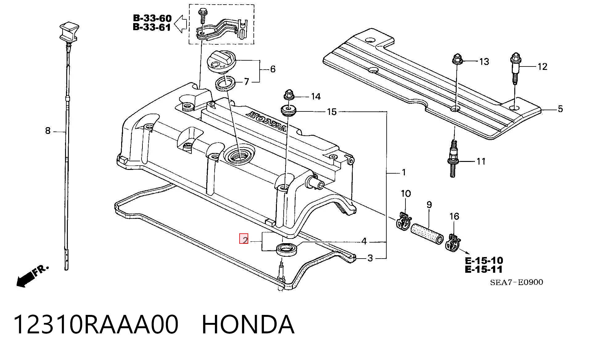 12310RAAA00 Honda Tampa de válvulas