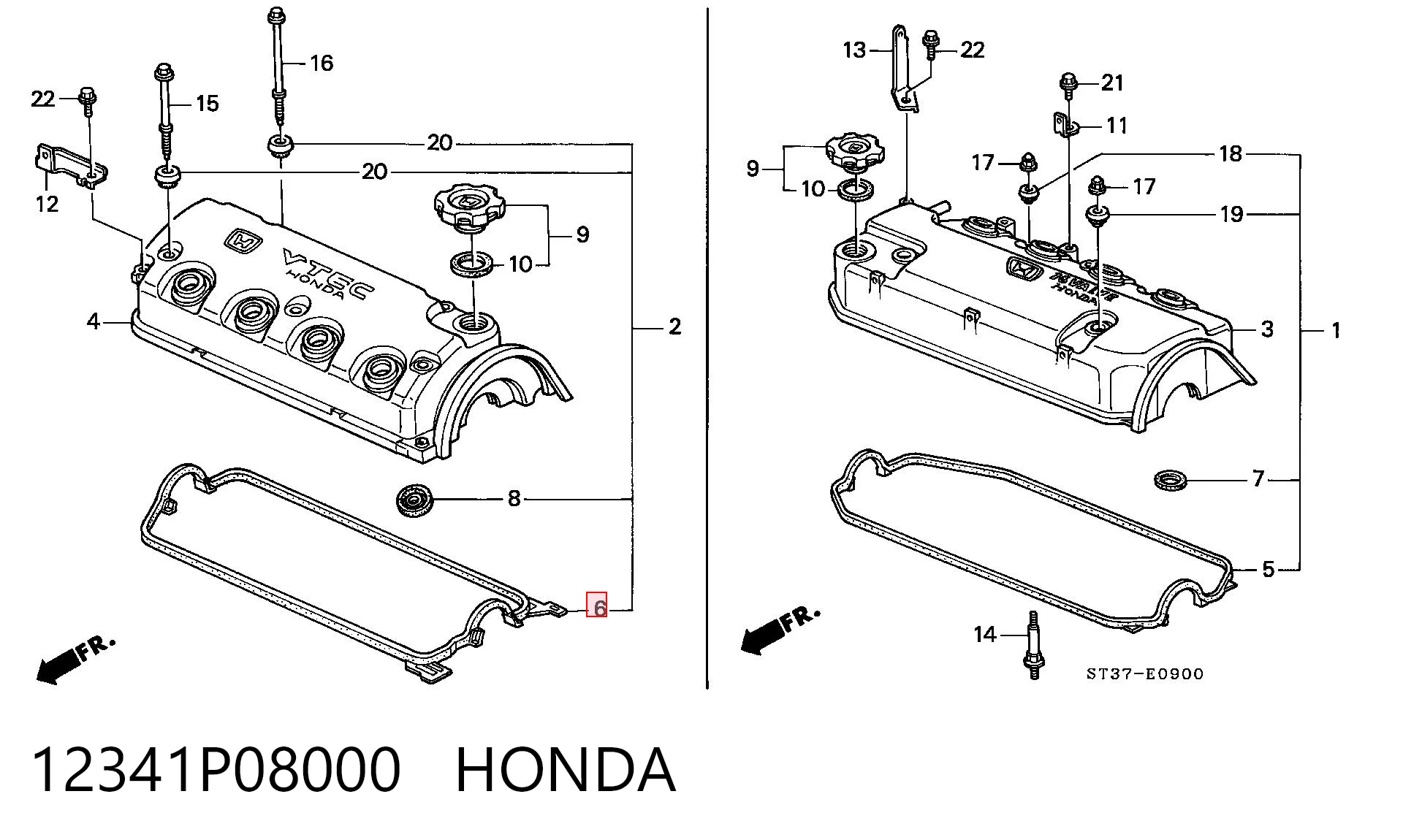  Vedante de tampa de válvulas de motor Honda Civic VI sedan (EJ9, EK3/4) (1995 - 2001) VI
