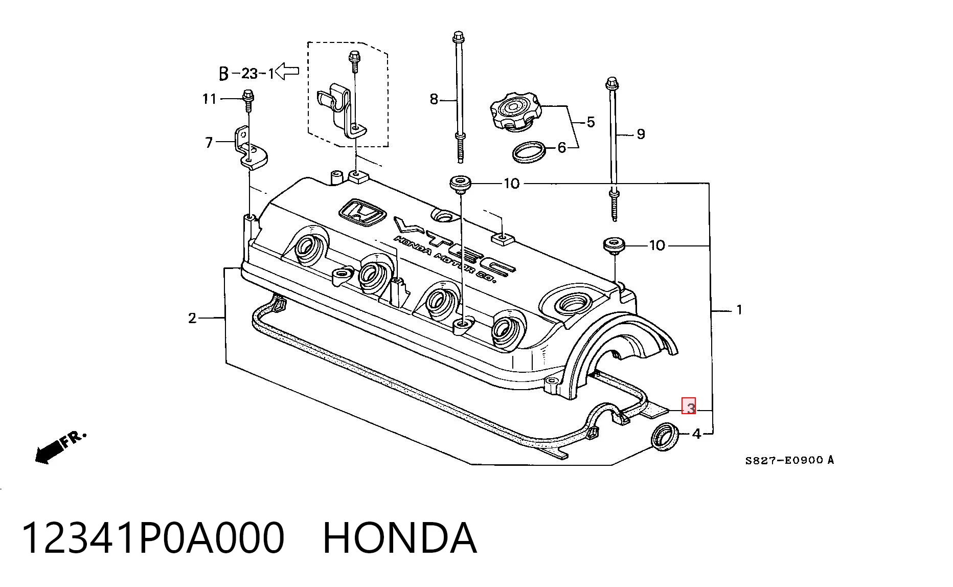 12341P0A000 Honda Vedante de tampa de válvulas de motor
