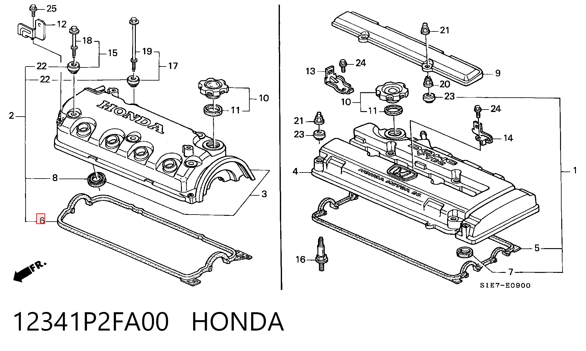 12341P2FA00 Honda Vedante de tampa de válvulas de motor