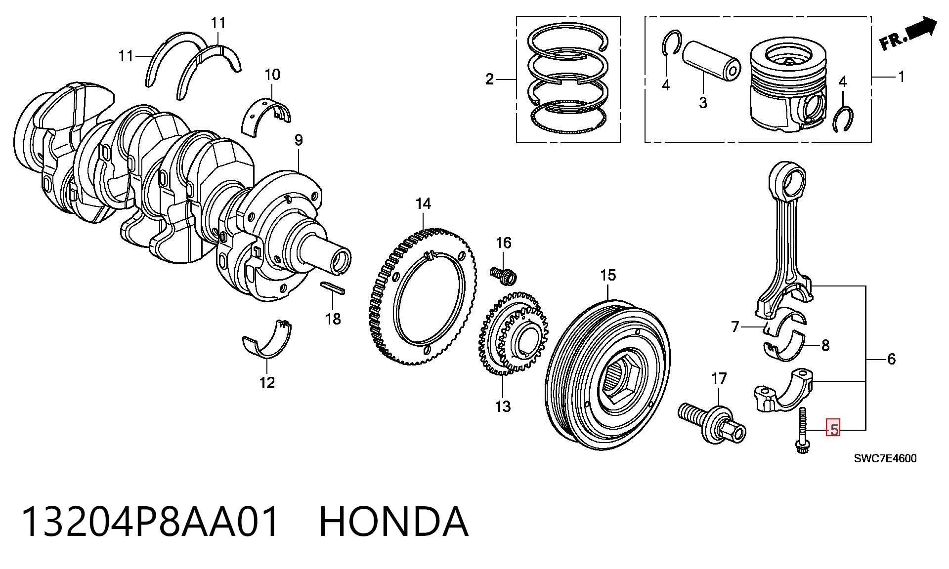 13204P8AA01 Honda Parafuso de biela