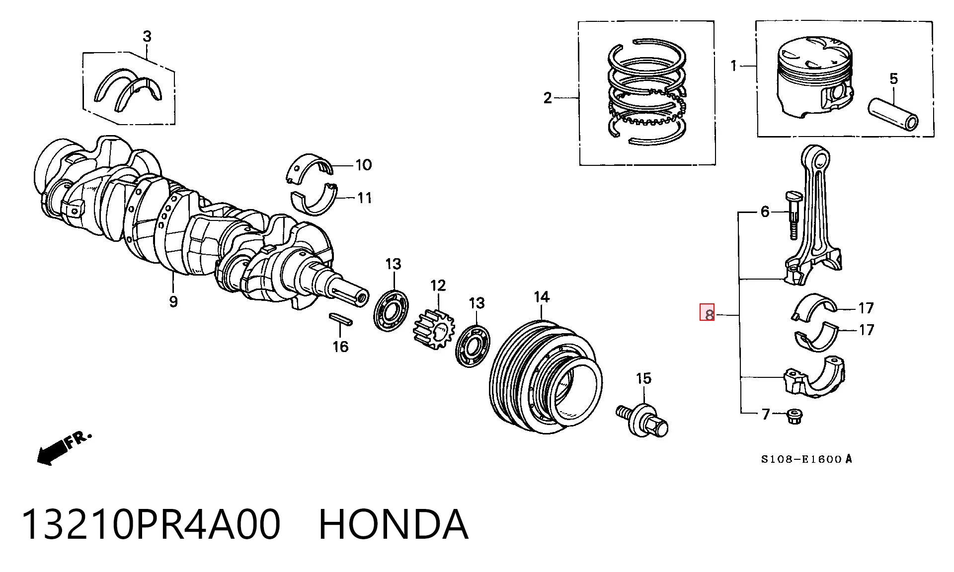 13210PR4A00 Honda Biela de pistão de motor