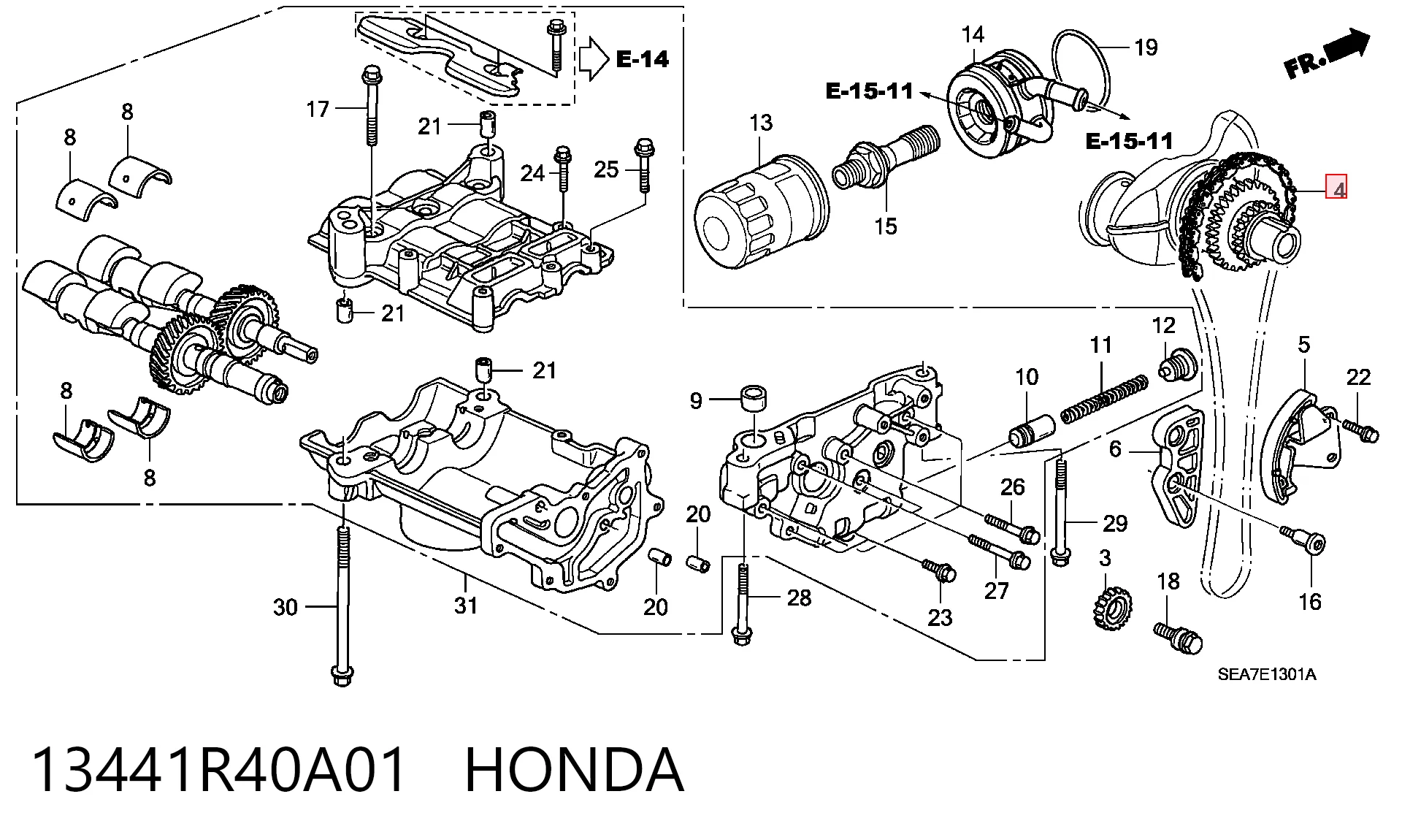 13441R40A01 Honda Cadeia do mecanismo de distribuição de gás