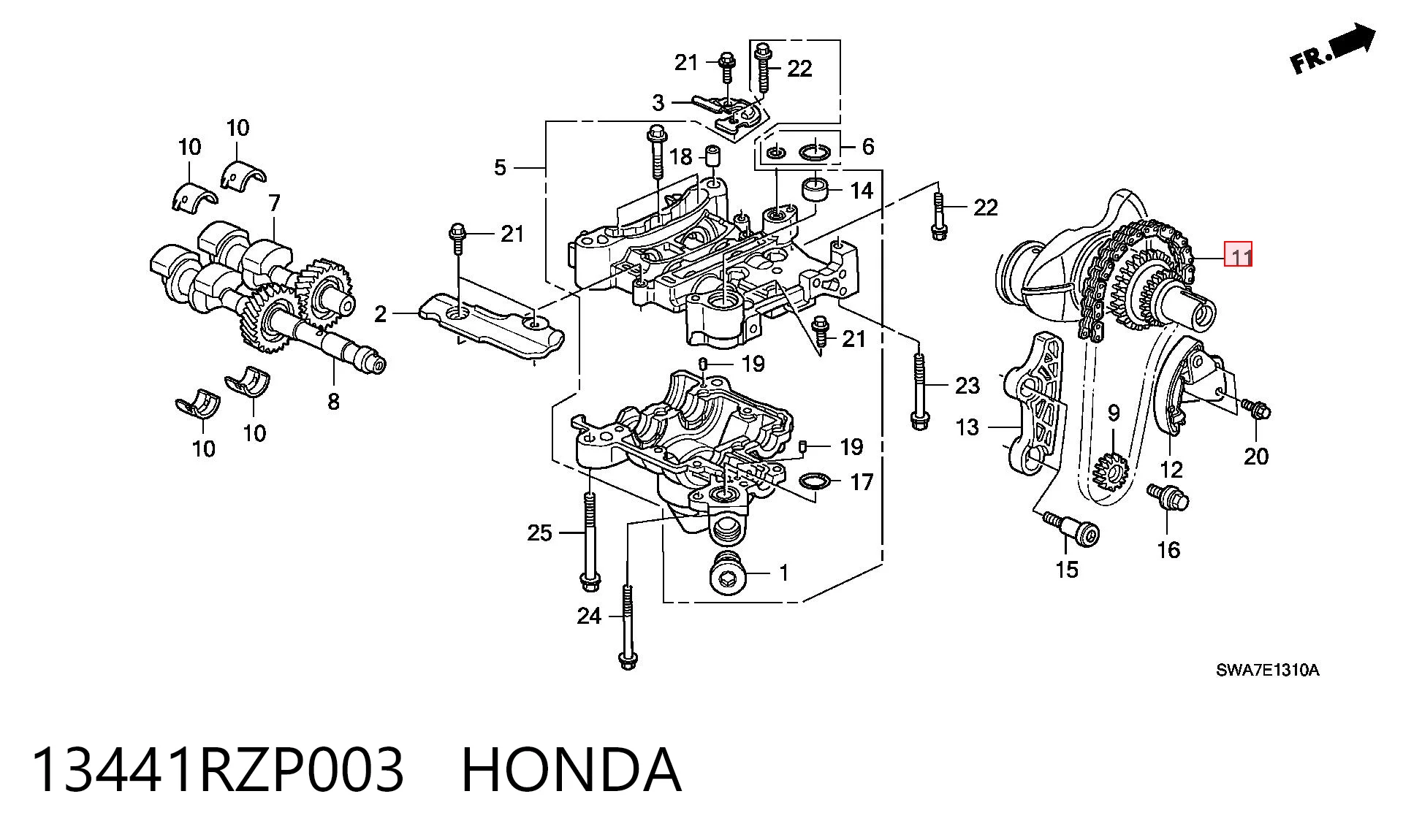 13441RZP003 Honda Cadeia de bomba de óleo