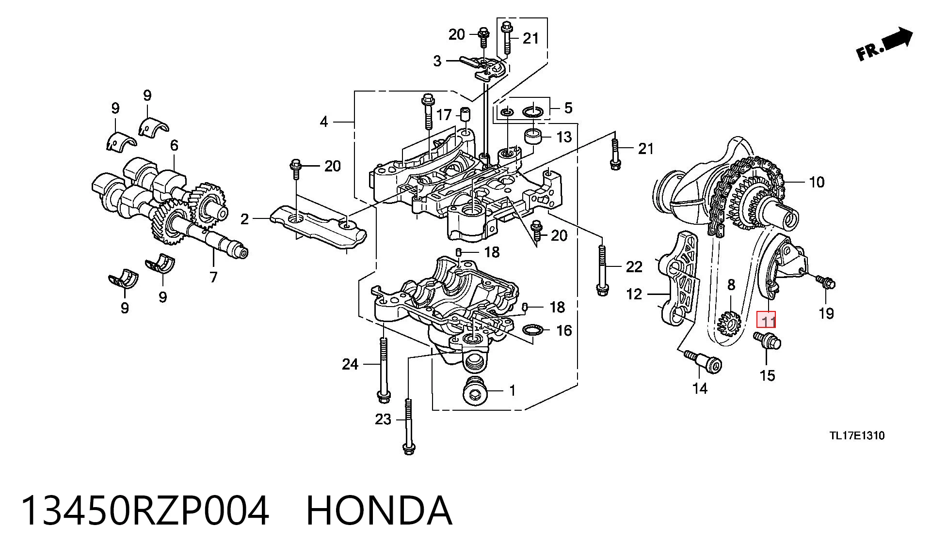 13450RZP004 Honda Reguladora de tensão da cadeia de bomba de óleo