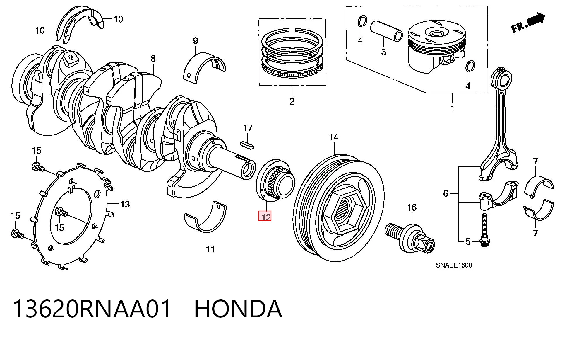 Engrenagem de cadeia da roda dentada de acionamento de cambota de motor para Honda Civic VIII FD, FA