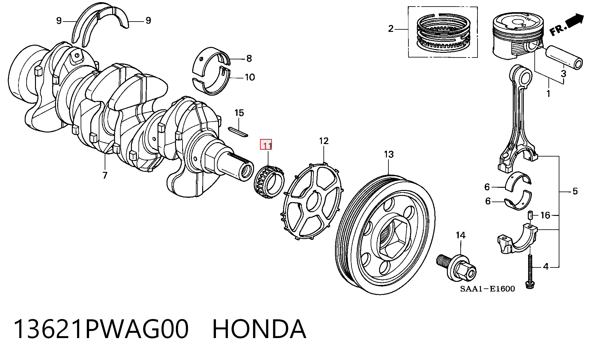 Engrenagem de cadeia da roda dentada de acionamento de cambota de motor Honda Jazz  GD, GE ao melhor preço